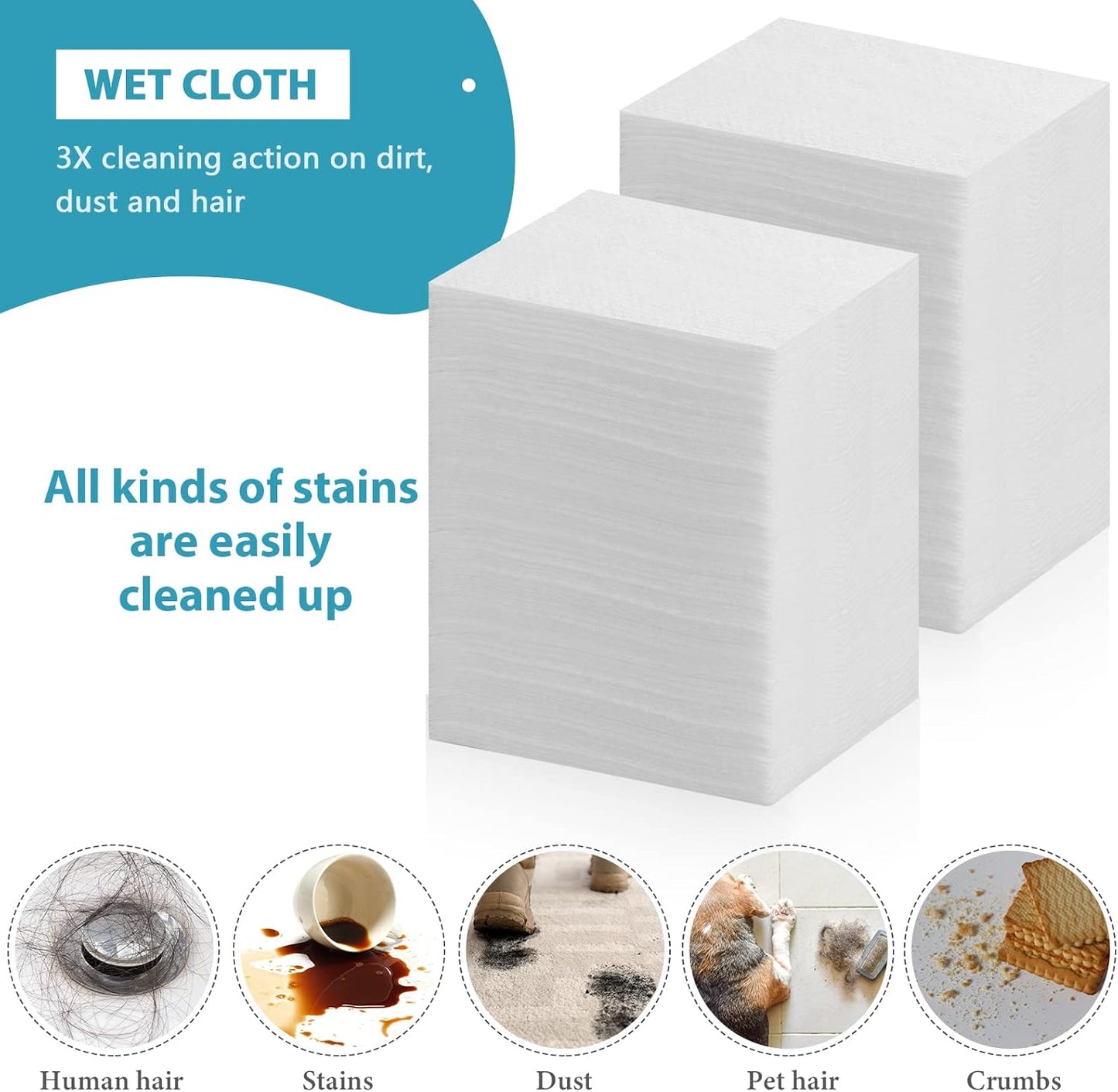 Wet Mop Pads Refills for Floor Cleaning Sweeper Wet Refills Disposable Moist Mopping Cloth Wipes for Wood Hardwood Tile(160 Pcs)