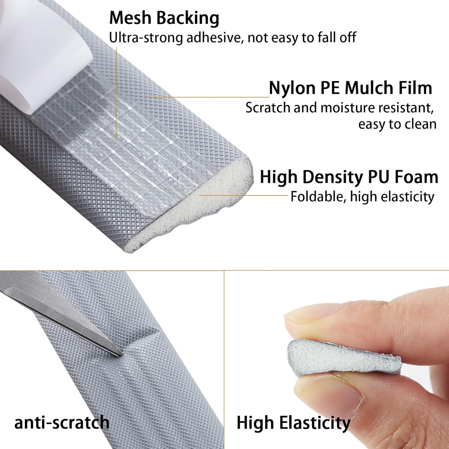 QDiShi 118" Wedge-Shape Weather Stripping Door Seal Weatherproof Foam Seals Self Adhesive Insulation Anti-Collision Strip Soundproofing Frame Insulation Tape Fits 0.13-0.31" Gaps(Grey)