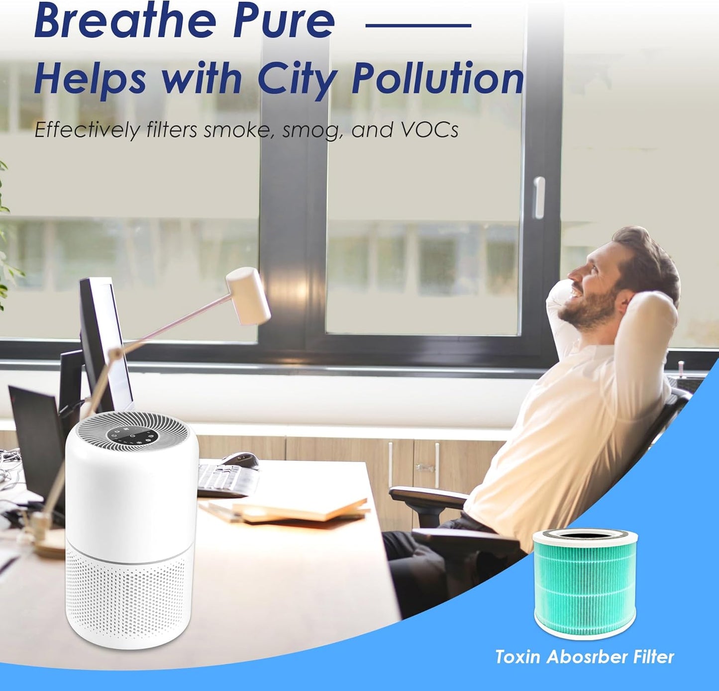 Flintar Core 300 Toxin Absorber Replacement Filters, Made in TAIWAN, Compatible with LEVOIT Core 300, Core 300S VortexAir Air Purifier, H13 Grade True HEPA Filter, Core 300-RF-TX, 2-Pack