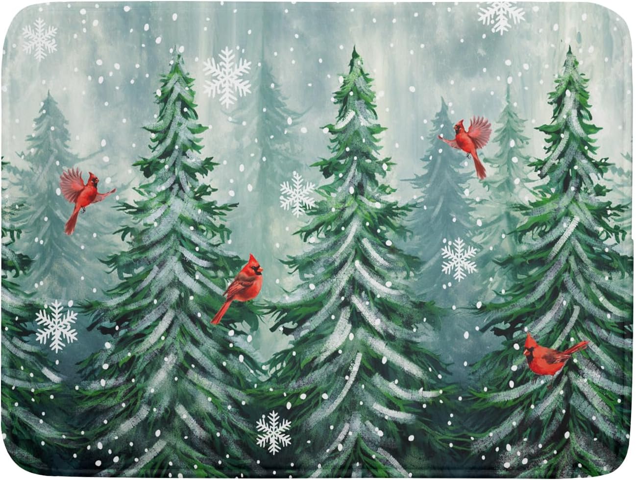 Winter Pines Tree Dish Drying Mats for Kitchen Counter, Christmas Tree Dish Mat Absorbent Reversible Microfiber Dish Drying Pad Winter Kitchen Drying Mat Dish Drainer Rack Mats for Coffee Bar 18"x24"