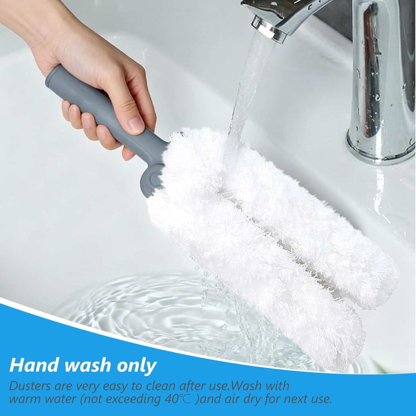 Masthome Microfiber Duster,Microfiber Feather Dusters with Adjustable Angle Head, Adjustable Cobweb Duster with 60 " Long Pole, Dusters for Cleaning Ceiling Fan, High Ceiling, Furniture