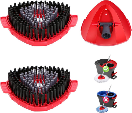 2 Pcs Full-Coverage Spin Mop Scrub Brush Head and 1 Mop Base Part Replacement for Oceda EasyWring 1 Tank System,Hard Bristle Cleaning Brush for Bathroom Kitchen Tile