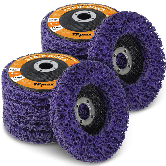 4 inch Stripping Discs Rust Remover Discs Remove Paint and Oxidation 5/8 inch Arbor Clean Discs Poly Strip Disc Angle Grinding Wheel - 10 Pack(Purple)