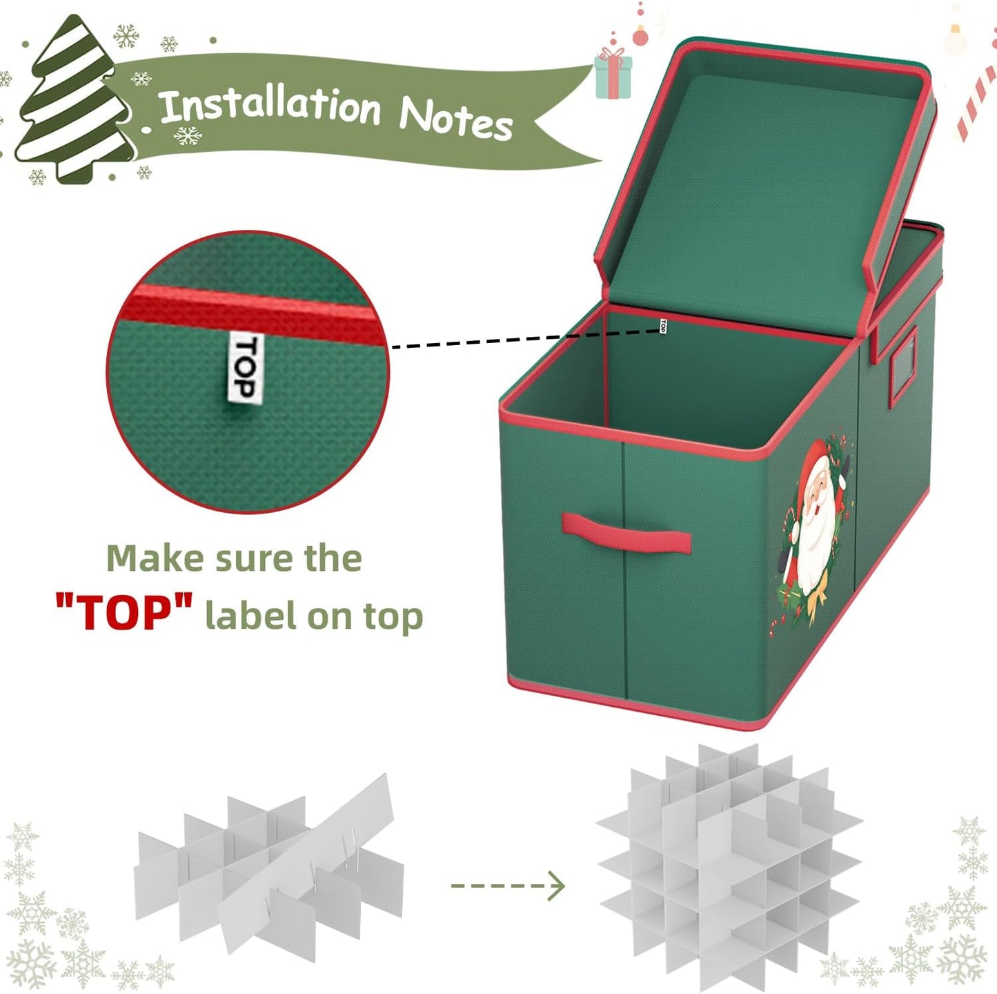 Christmas Ornament Storage Box Christmas Ornament Storage 128 Ornaments Slots 600D Oxford Material Christmas Ornaments Organizer Containers with Handles Holiday Organizer Storage Box