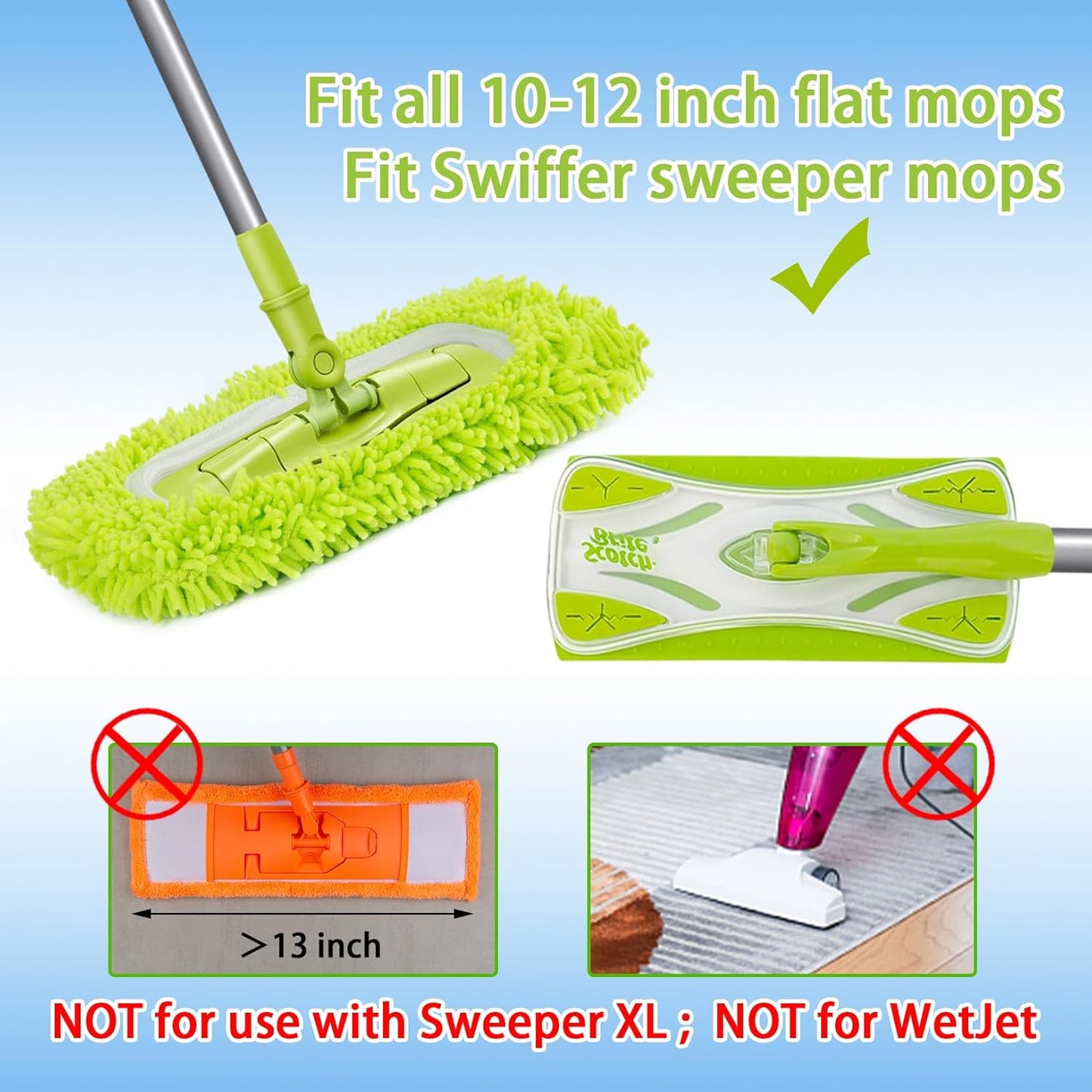 Reusable Dry Sweeping Cloths Microfiber Wet Mop Pads Compatible with Swiffer Sweeper Mop Replacement Sweeping Mopping pad Refills for Hardwood Surface Floor Cleaning (6PCS)