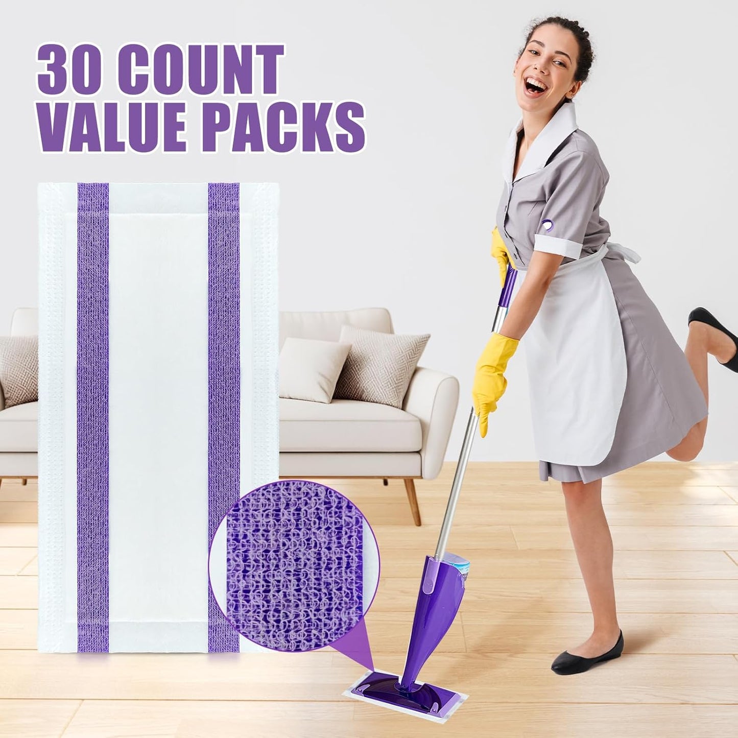 42Count Disposable Wet Pads Refill for Swiffer Wet Jet Spray Mop,Wet Jet Pads for All Floor Types,Disposable Multi Surface Wet Jet Hardwood Floor Cleaner for swiffer Wet Pads Refill