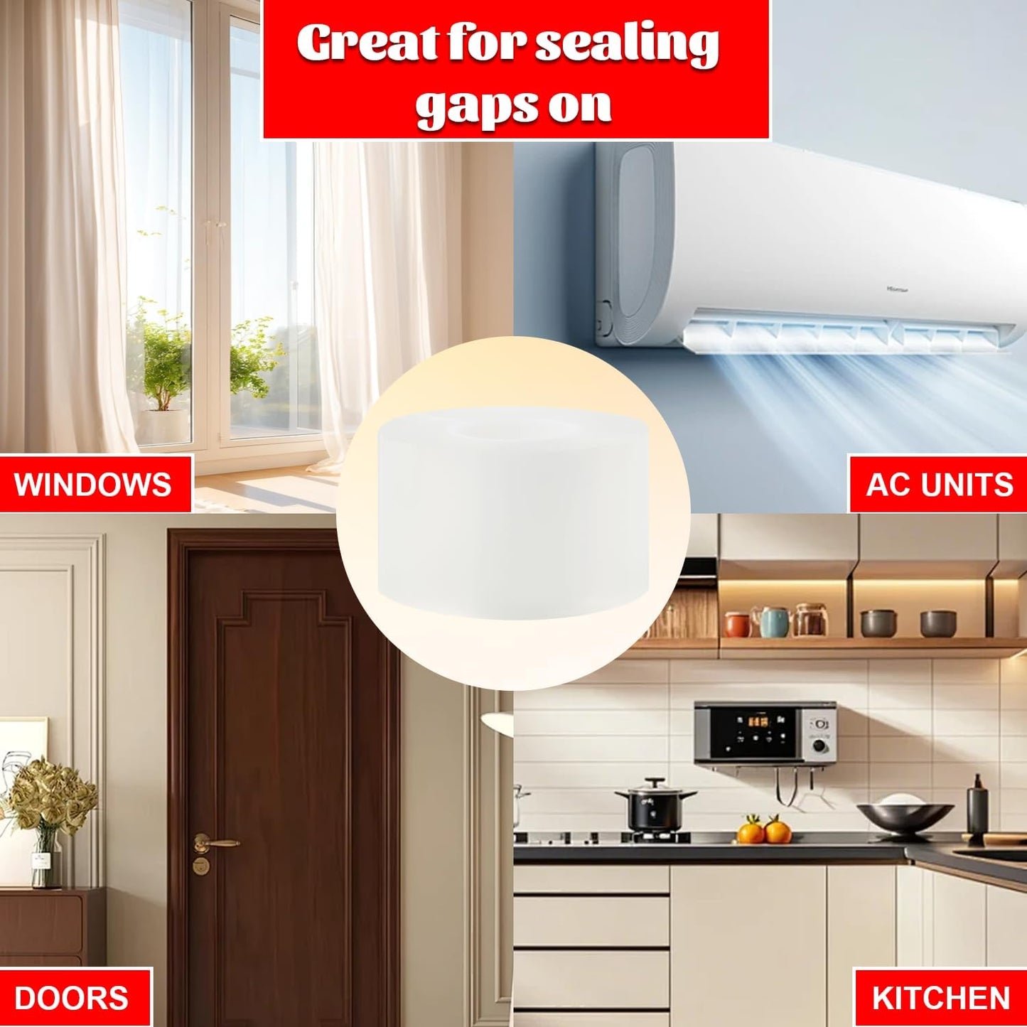 Transparent Window Weather Sealing Tape 2 Inch x 33 FT Weather Stripping Residue-Free Clear Window Insulation Caulk for Shower Glass Gaps and Clear Tape Doors Windows Windproof