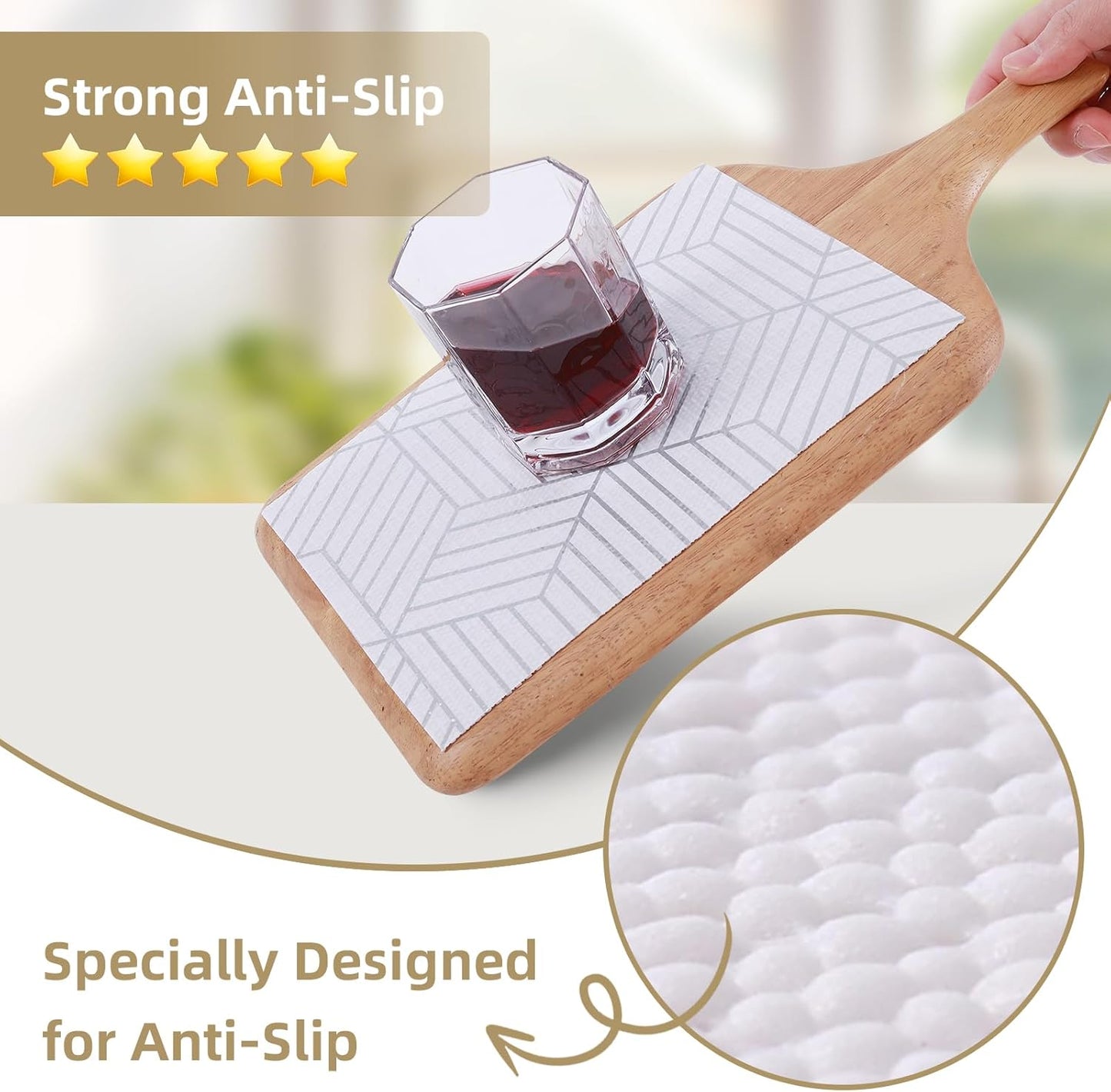 Shelf Liners for Kitchen Cabinets Non Adhesive Shelf Liner Paper Non-Slip Thickened Drawer Liner Easy to Clean for Tool Box Refrigerator with Knife and Tape Measure, Silver Geometric, 11.8 x 354.3 in