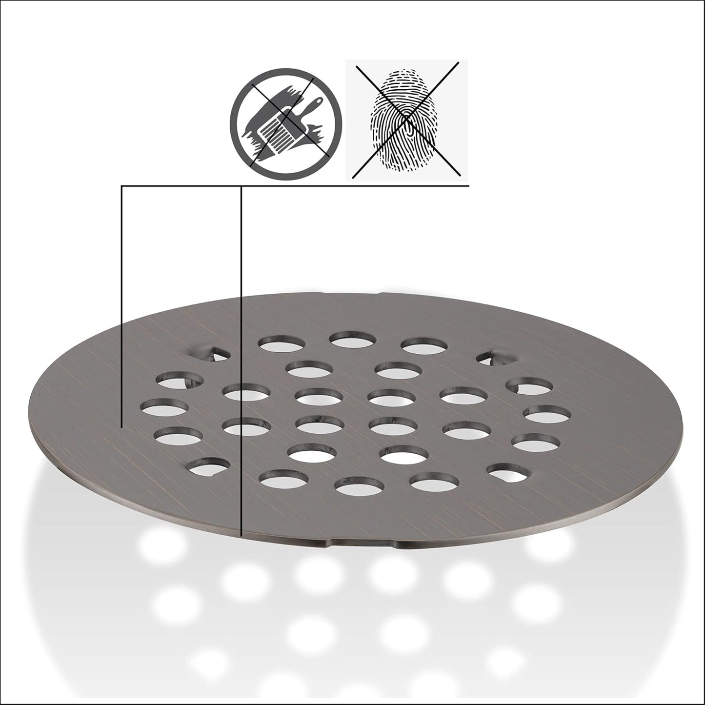 rrajj 4-1/4 (4.25) Inch(108mm) Round Snap-in Shower Floor Drain Cover Replacement Cover (Antique Brown)