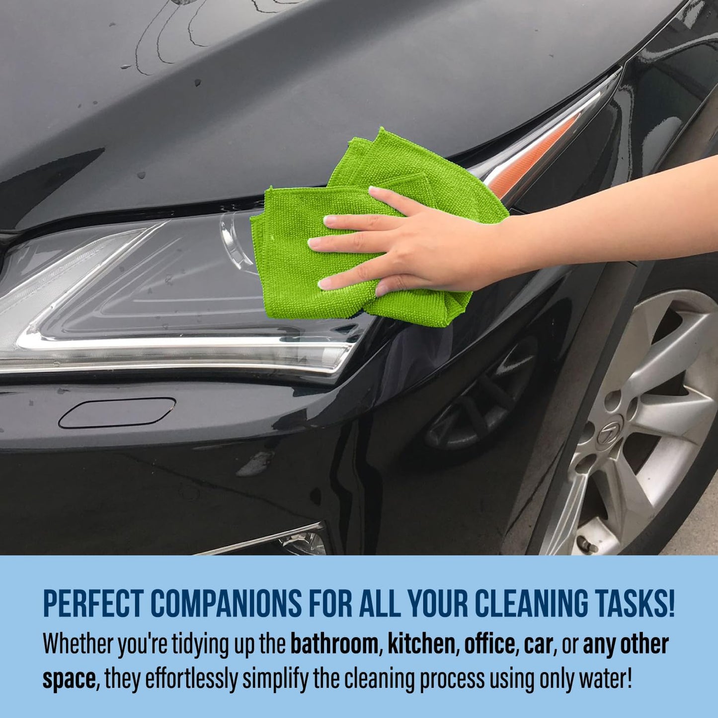 GREEN LIFESTYLE Chamois Cloth, Microfiber Cleaning Cloth 12 Pack, Borderless Towels Cleaning, Car Microfiber Towel, Drying Car Wash Towels (11.5" x 11.5", Multicolor)