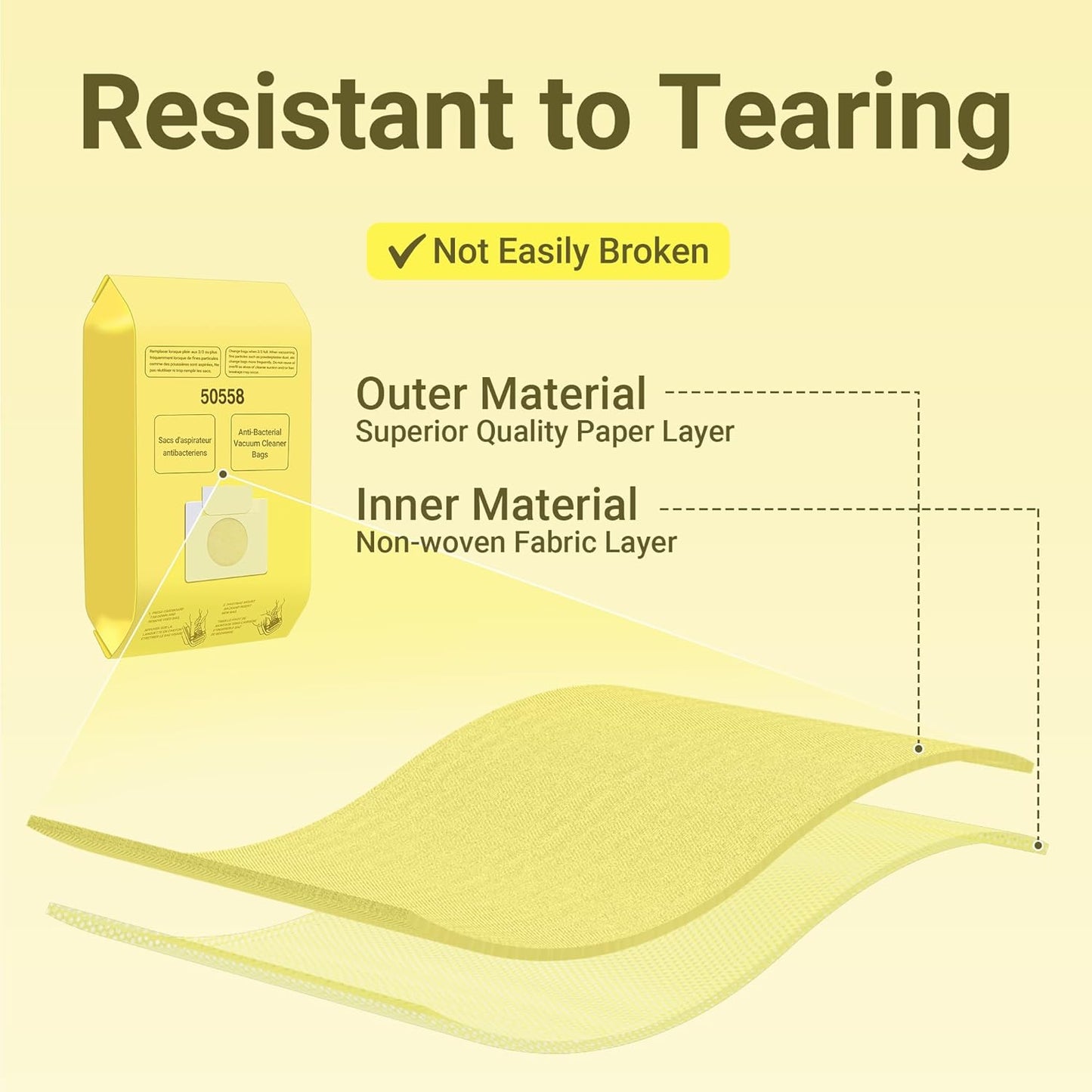 50558 Vacuum Cleaner Bags Replacement for Kenmore Canister Type C/Q 5055, 50555, 50557, 50558 and Pana·sonic Type C-5, C-18, 200 Series, 400 Series, 600 Series, 800 Seires Vacuum - 36 Pack