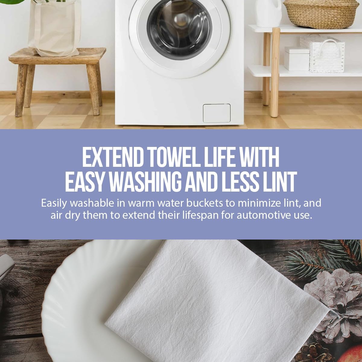 Flour Sack Towels | Tea Towel for Crafts| Kitchen Dish Cotton Blank Towel for Embroidery|Baking Bread Proofing Linen Cover| Thick Absorbent Quick Dry| 12 Pack 28"x28" White