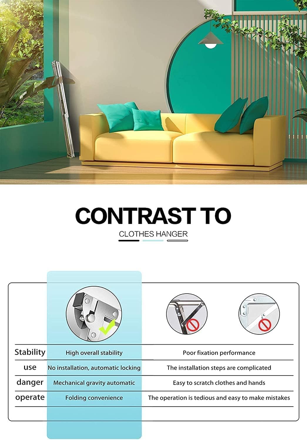 Clothes Drying Racks 81.5-83 Inches Folding Outdoor Indoor Drying Rack Clothing Collapsible Foldable Laundry Drying Rack Heavy Duty Stainless Steel Clothesline 20 Hooks 12 Clips (83'')