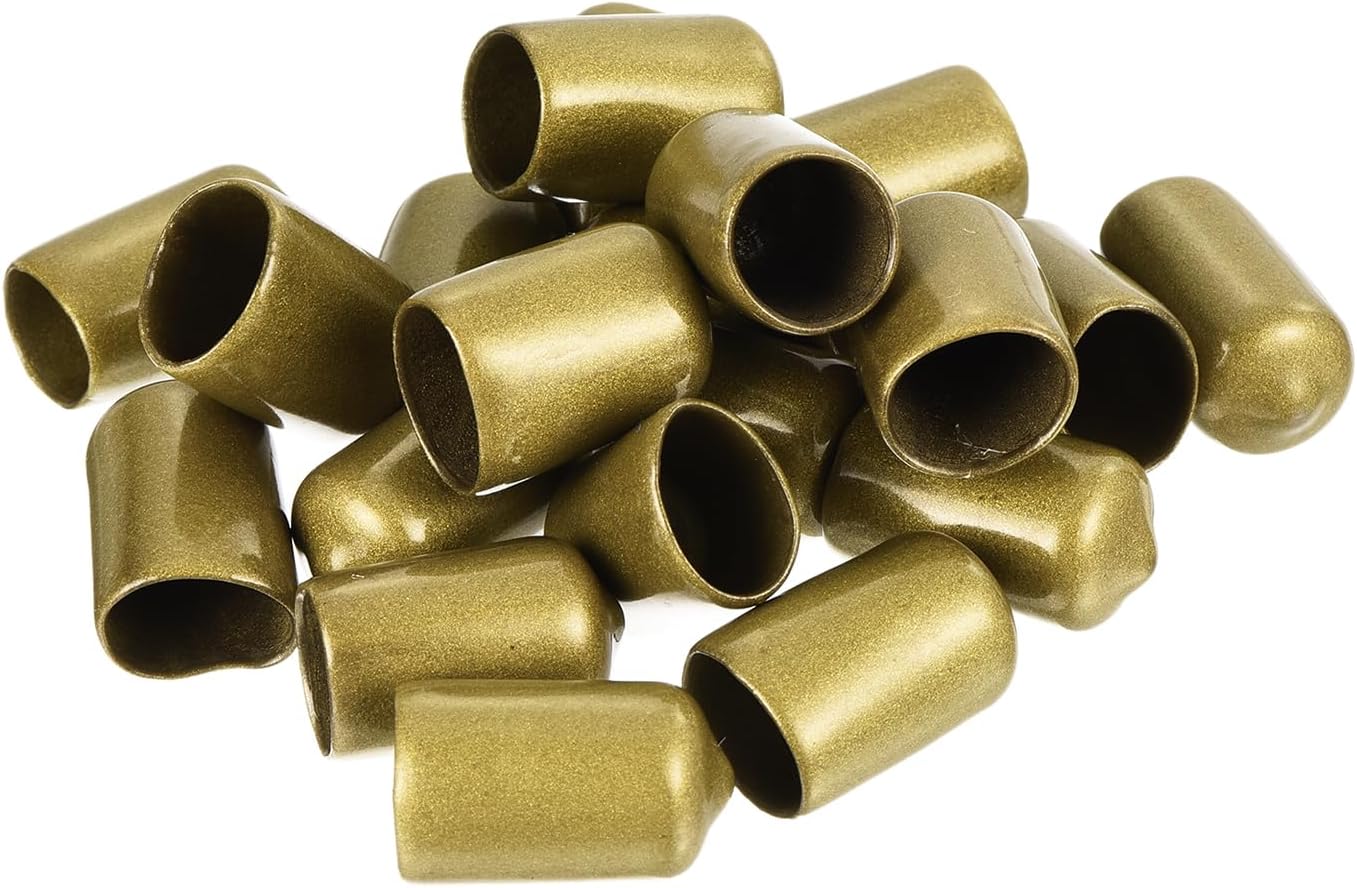 uxcell 20pcs Rubber End Caps 13mm ID Vinyl Round Tube Bolt Cap Cover Thread Protectors Gold