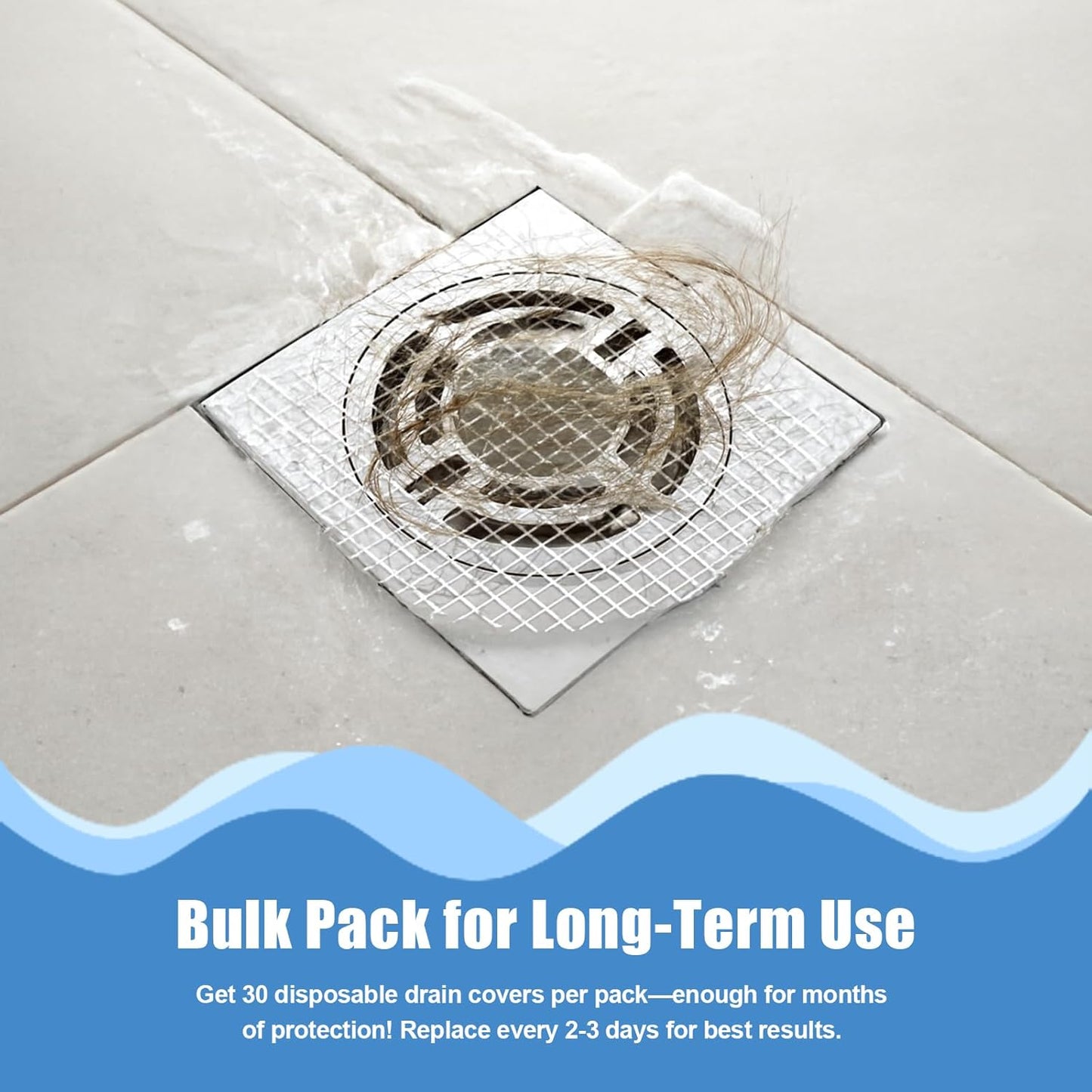 30 Pack Disposable Shower Drain Hair Catcher Hair Trap Drain Covers 4.3” Extra-Wide Mesh Hair Catcher for Shower, Sink, Laundry & Bathtub