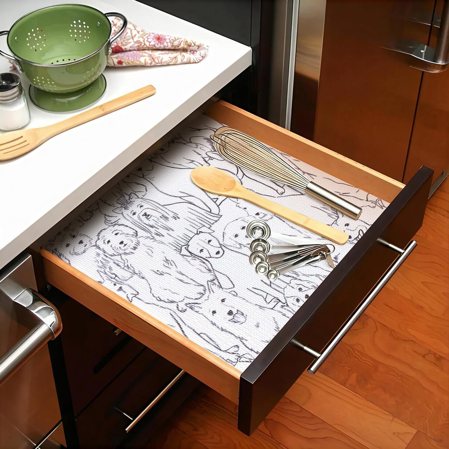 Dog Shelf Liner Non-Adhesive and Strong Non-Slip, Animal Cabinet Drawer Liners for Kitchen Cabinets, Waterproof Cupboard Liners,Easy to Clean,12IN x 10FT