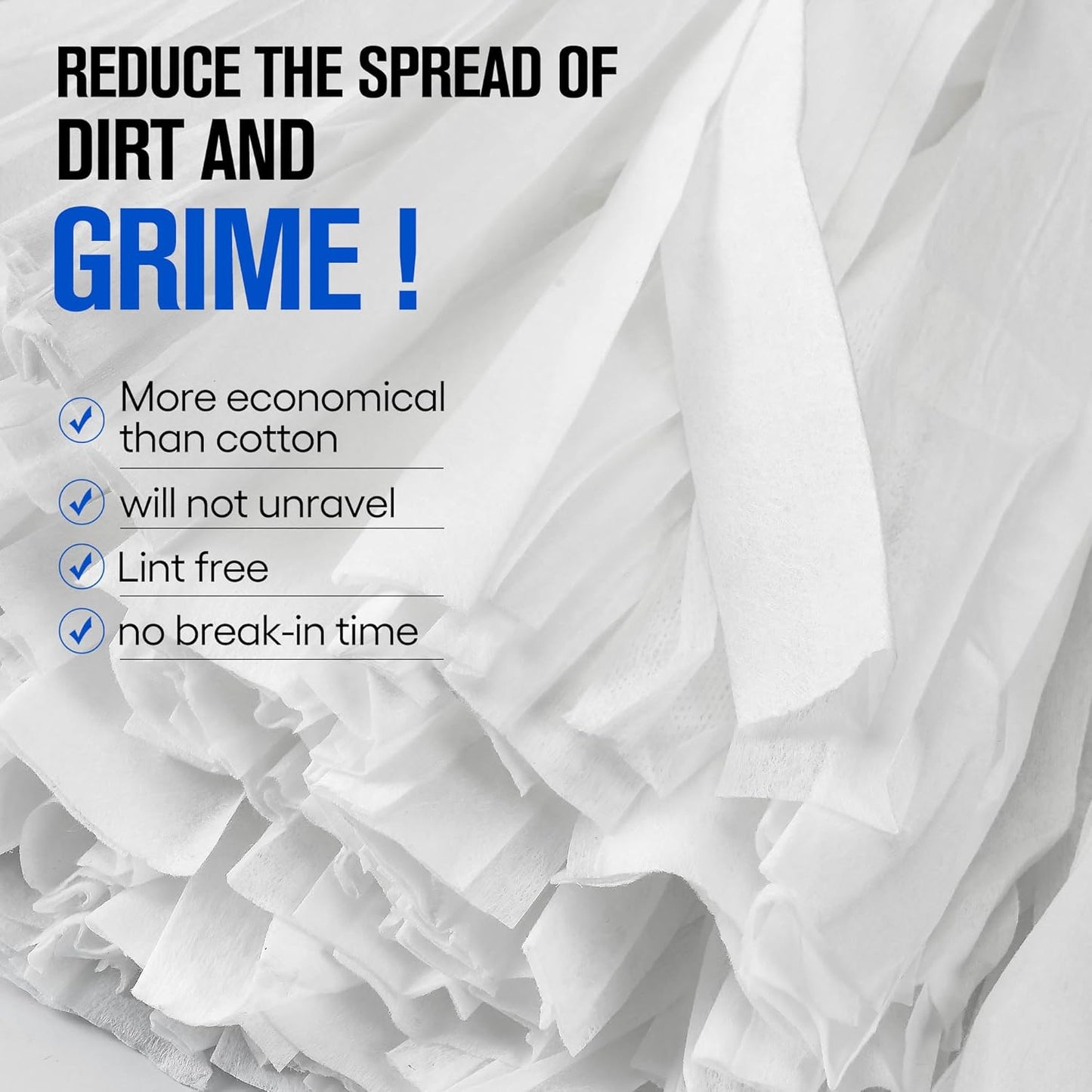 Matthew Cleaning Looped-Open Disposable Industrial Wet Mop Head 1.25'' Universal Headband Non-Woven Commercial Replacement for Indoor & Outdoor Use, Floor Cleaning String Mop Refill 3 Pack