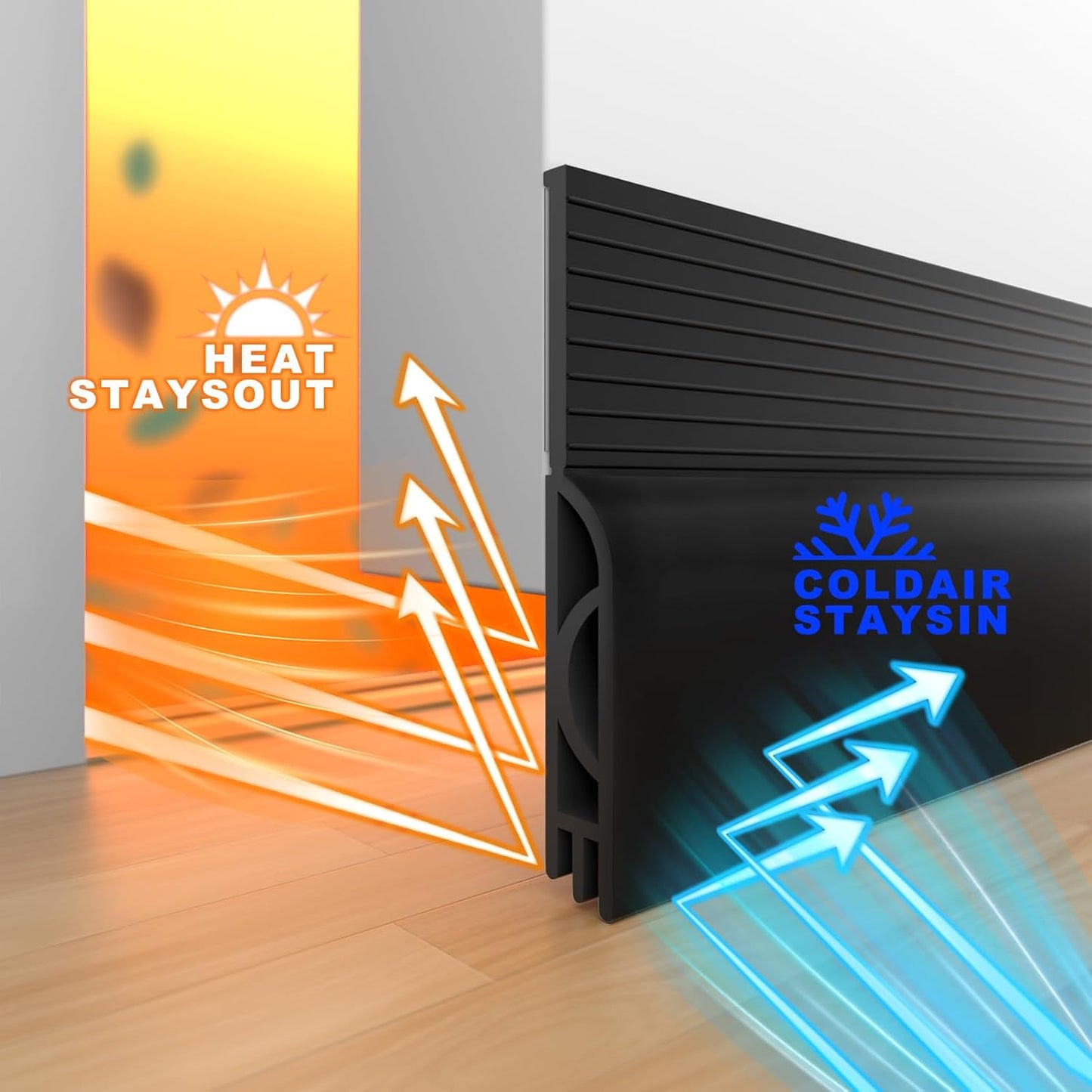 Door Draft Stopper,Door Sweep for Bottom of Door,Weather Stripping Door Seal Draft Guard Blocker Noise Cold Air Insulation Soundproofing for Exterior Interior Home Improvement(Black, 39")