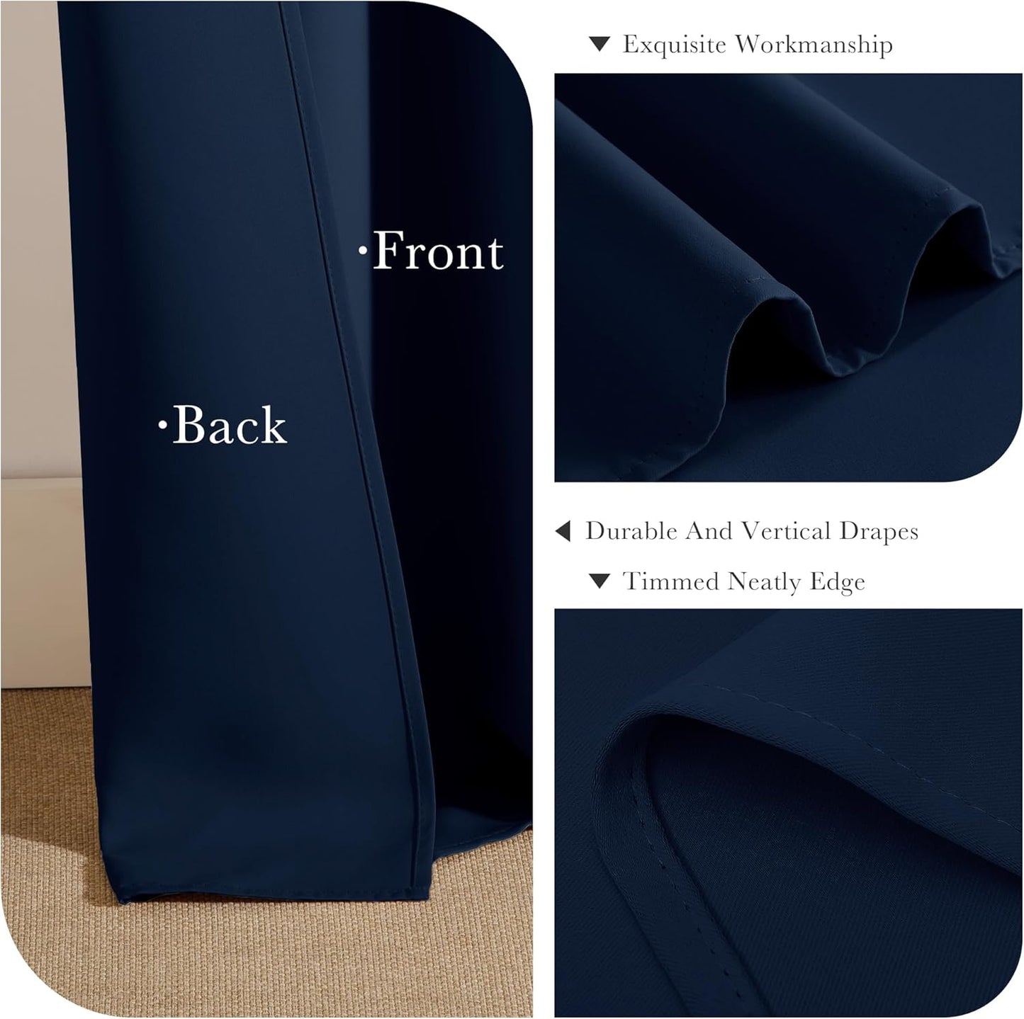 PONY DANCE Door Curtains for Doorways Privacy - Home Decoration Window Covering for Closet/Hallway Light Block Noise Reducing for Living Room 42 x 80 inch, Navy Blue, 2 PCs
