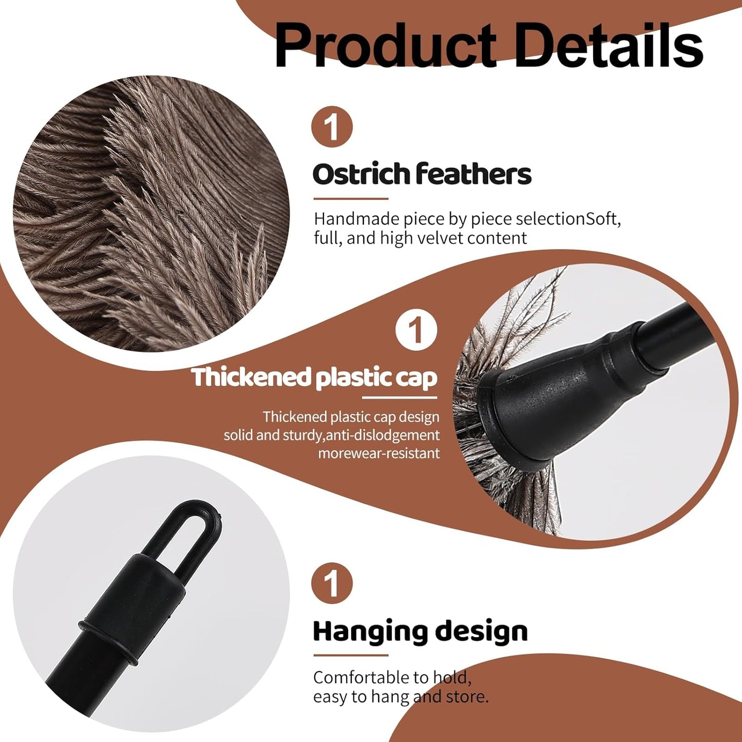 Ostrich Feather Duster-14.9 Inch Mini Natural Feathers Dusters with Plastic Handle Reusable Handheld for Cleaning Supplies Home Car Office(2pcs)