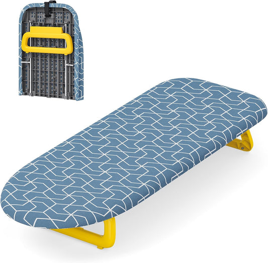 Small Ironing Board Tabletop, Foldable Mini Ironing Board, Table top Ironing Boards Small with Hanging Rope, Compact Portable Ironing Boards Save Space, Iron Board 32x12, Iron Table Stand Dark Blue