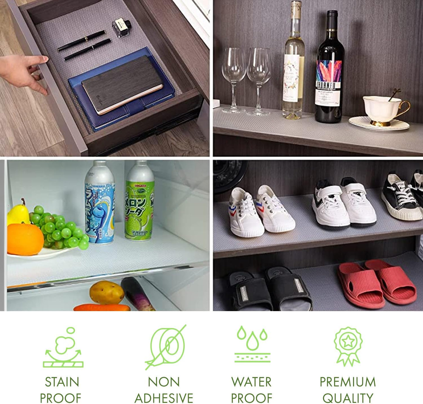 EVALAND 12 INCHES x 10 FEET (118 Inches) Non-Slip Shelf Liner, EVA Kitchen Liner, Non-Adhesive Liner, Original Smooth Shelf Liner, Durable Strong Grip Liner, Stain-Proof Shelf, Drawer, Cabinet Liner