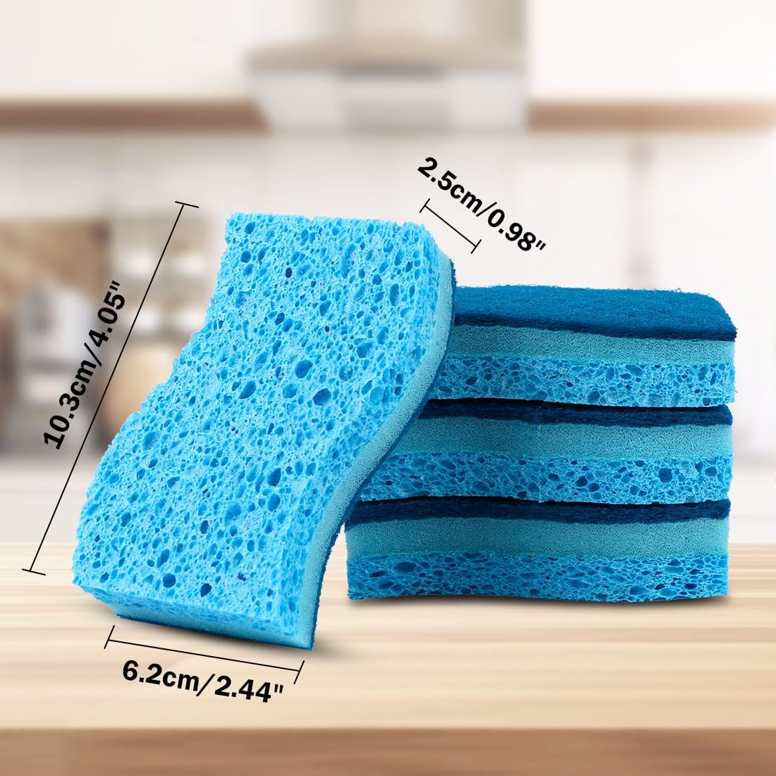 AIDEA Sponges Kitchen, Non-Scratch Scrub Sponge, 24Count, Sponges for Non-Stick Cookware, Kitchen Sponge for Dishes, Cleans Fast Without Scratching, Cleaning Power for Kitchen, Bathroom, Household