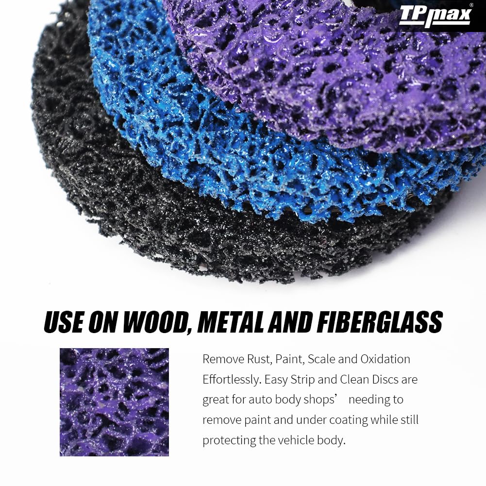 4-1/2" x7/8'' Stripping Discs Rust Remover Wheel Remove Paint and Oxidation Poly Strip Wheel Disc Abrasive Angle Grinding Wheel - 3 Pack(Purple/Blue/Black)