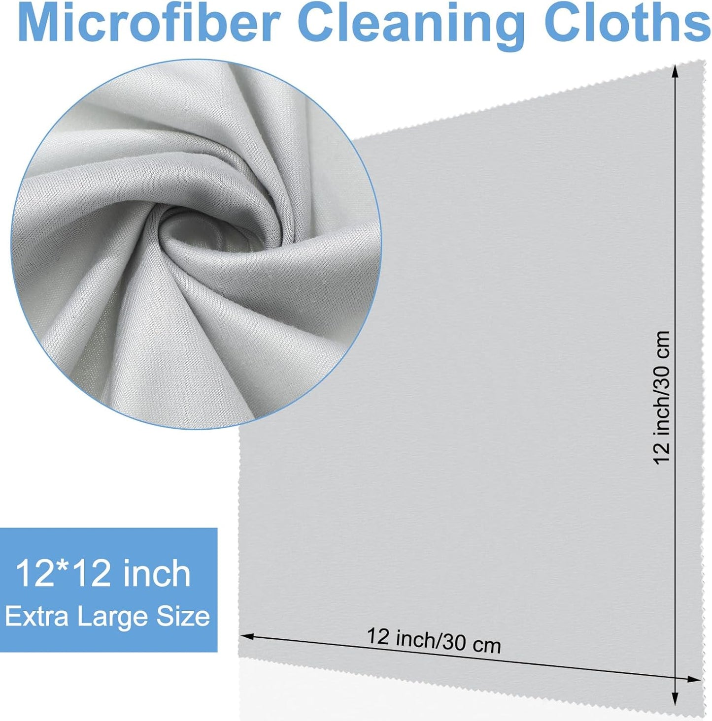 Frienda 12 Pack Large Microfiber Glass Cleaning Cloths 12 x 12 Inch Oversized Eyeglass Sunglasses Cleaning Cloths for Electronics Glasses Screens and Lenses(6 Colors)