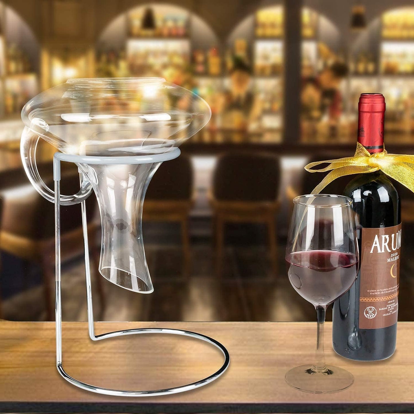 Wine Decanter Drying Stand with Rubber Coated Top to Prevent Scratches, Wine-Decanter Drying Rack for Standard Large Wine Decanters, Decanter Cleaner Includes Cleaning Brush & Decanter Cleaning Beads