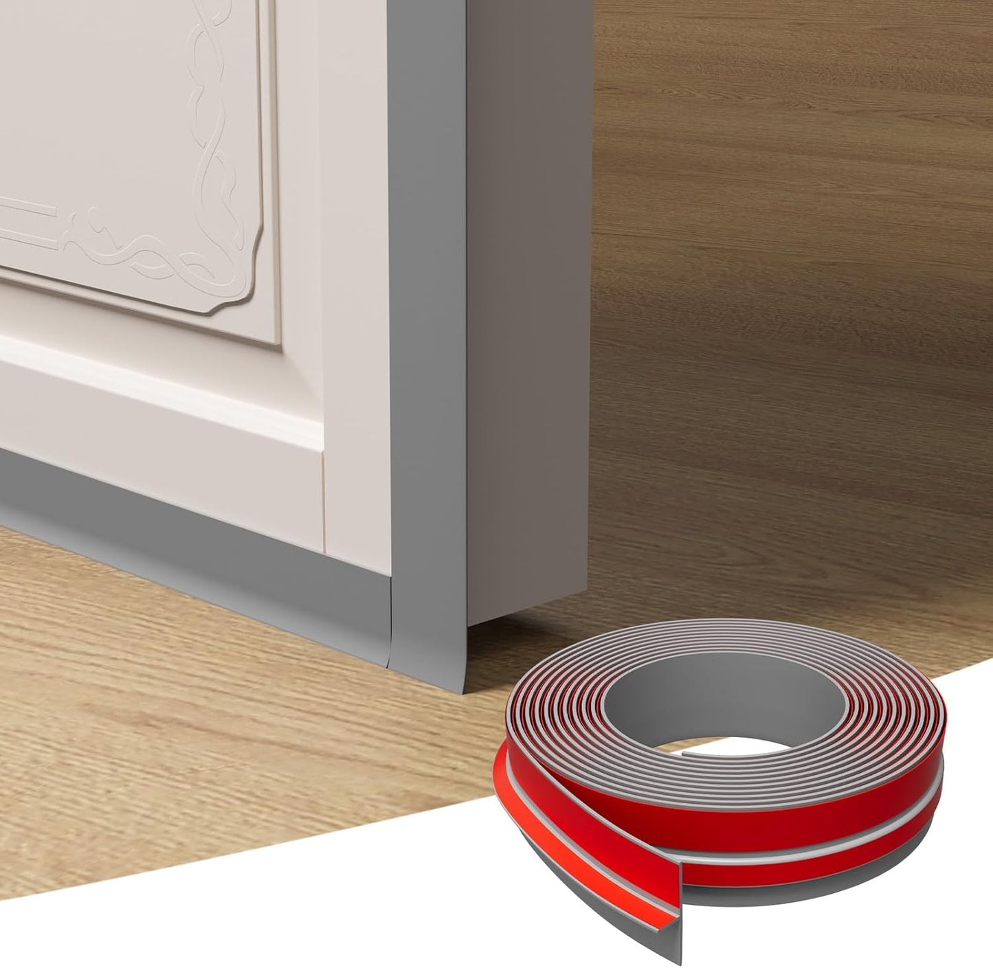 T-Shaped Door Draft Stopper, 1.97 in x 40 Ft Silicone Seal Strip for Windows Gaps, Weather Stripping Seal Strip Shower Sweep, Grey