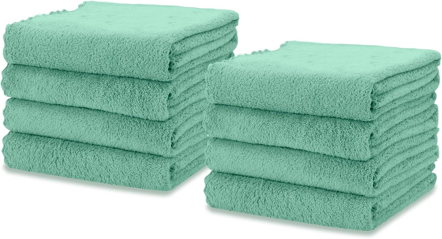 kimteny Kitchen Cloth Dish Towels, 13x28 Inches Premium Dishcloths, Super Absorbent Coral Velvet Microfiber Cleaning Cloths, Fast Drying Rags for Washing Dishes (13x28-8 Pack, Green)
