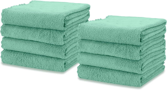 kimteny Kitchen Cloth Dish Towels, 13x28 Inches Premium Dishcloths, Super Absorbent Coral Velvet Microfiber Cleaning Cloths, Fast Drying Rags for Washing Dishes (13x28-8 Pack, Green)