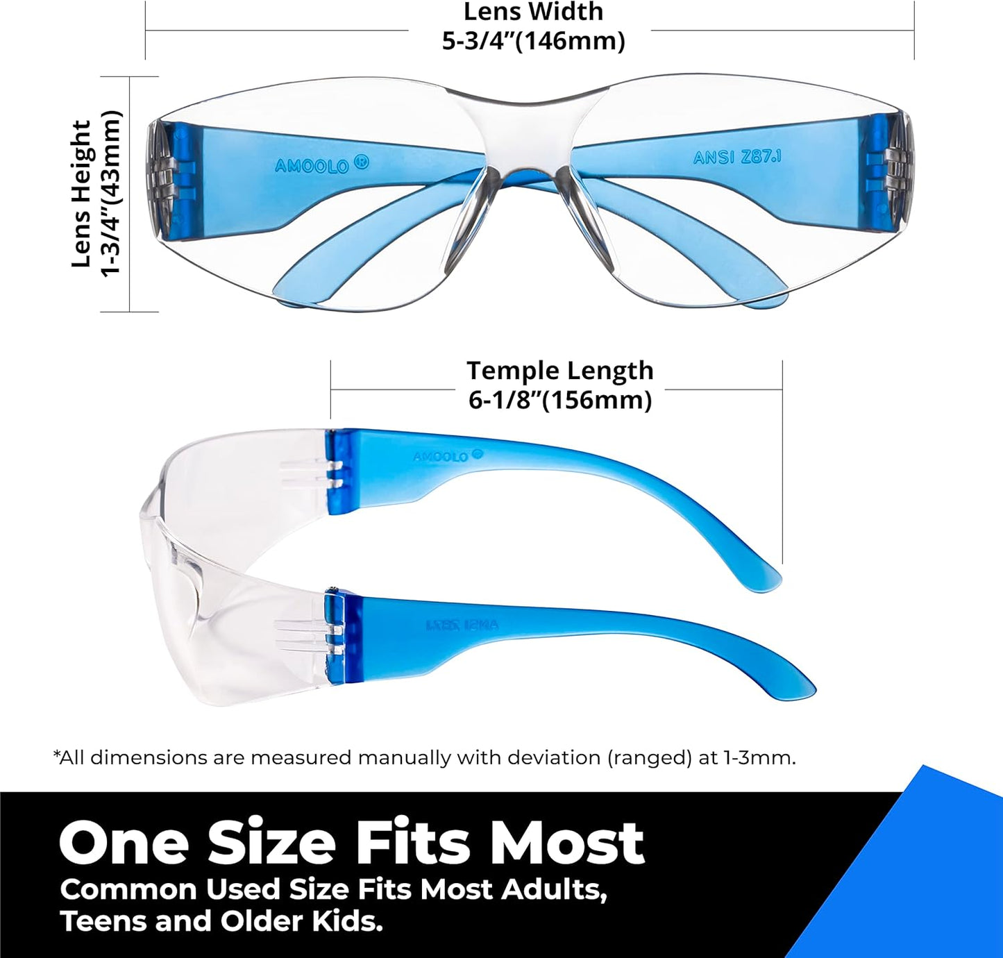 amoolo Safety Glasses for Men Bulk of 24, Protective Eyewear for Men Women, ANSI Z87.1 Impact Resistant Eye Protection for Work, Lab, Construction