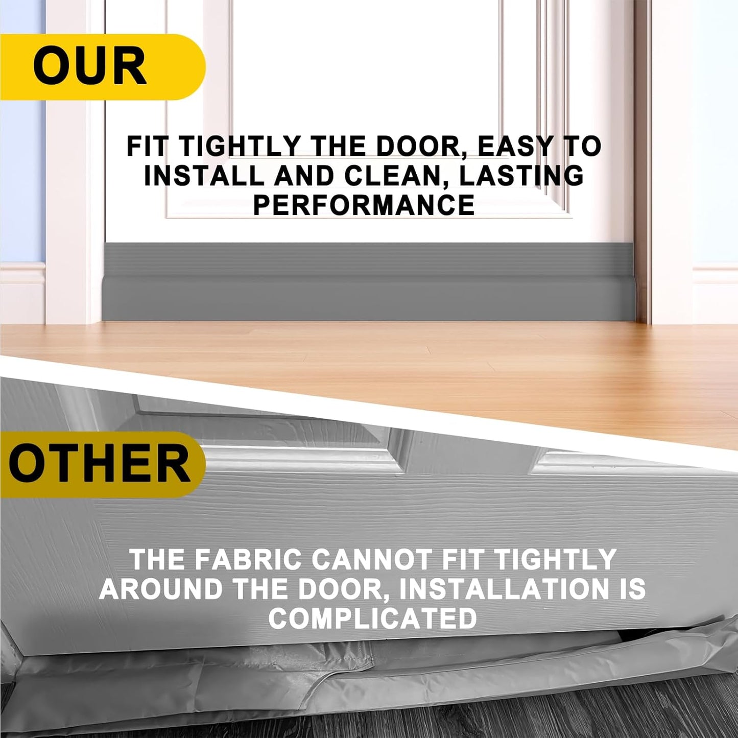 Door Draft Stopper,Door Sweep for Bottom of Doors,Weather Stripping Seal Draft Guard Blocker Noise Cold Air Insulation Soundproofing for Exterior Interior Home Improvement(Grey, 78")