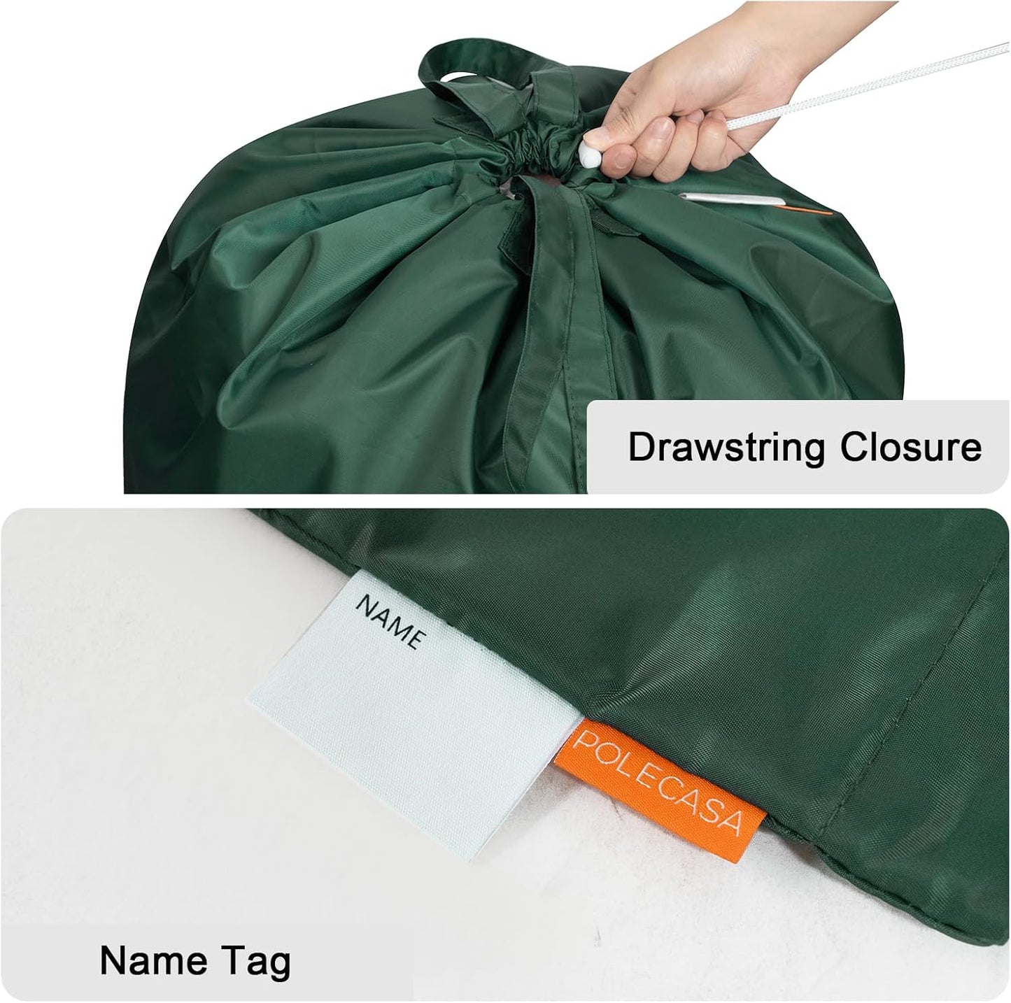 Polecasa Small Heavy Duty Laundry Bag with 130gsm Tear Resistant Fabric and Handles, Easy to Carry Durable Dirty Clothes Drawstring Bag, Perfect for College Dorm, Travel 21”x24”, Green