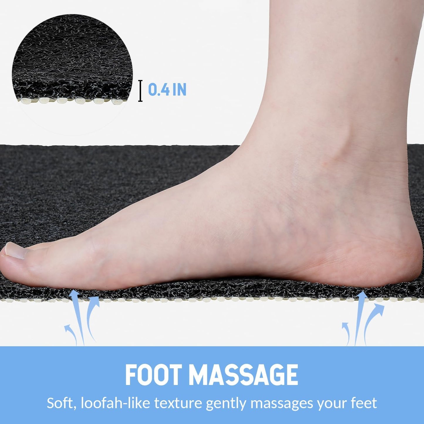 Non-Slip Bathtub Mat, Anti Slip Shower Mat, Fast Drying Bathtub Mats, Foot Scrubber Mat, Anti Slip Mat for Tub, Floor, Bathroom, Kitchen, Home, Hotel (Black 24"×24")