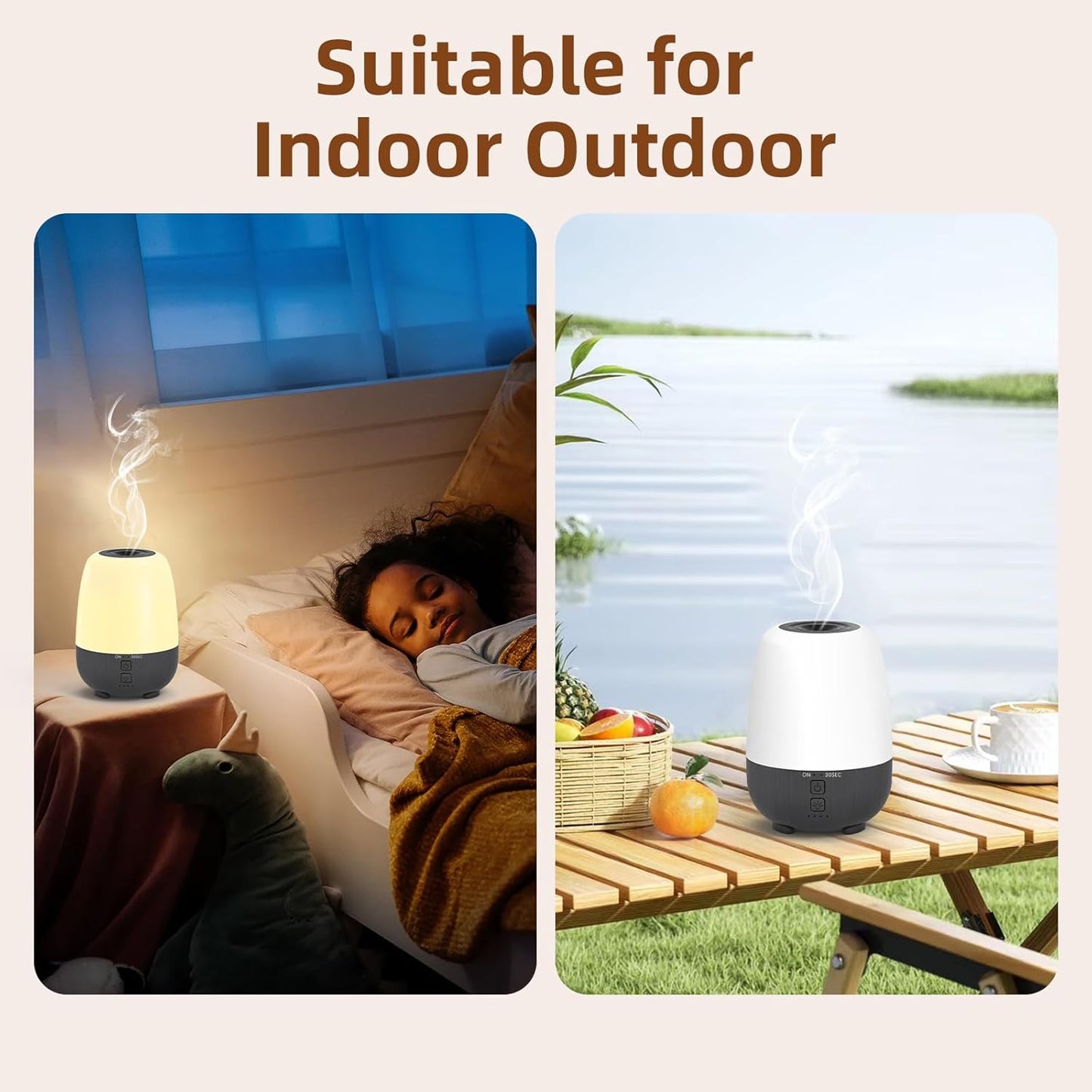 150ML Rechargeable Battery Operated Essential Oil Diffuser, Portable Cordless Aromatherapy Diffuser,7-Hour Runtime with 7 LED Color Changing Lights