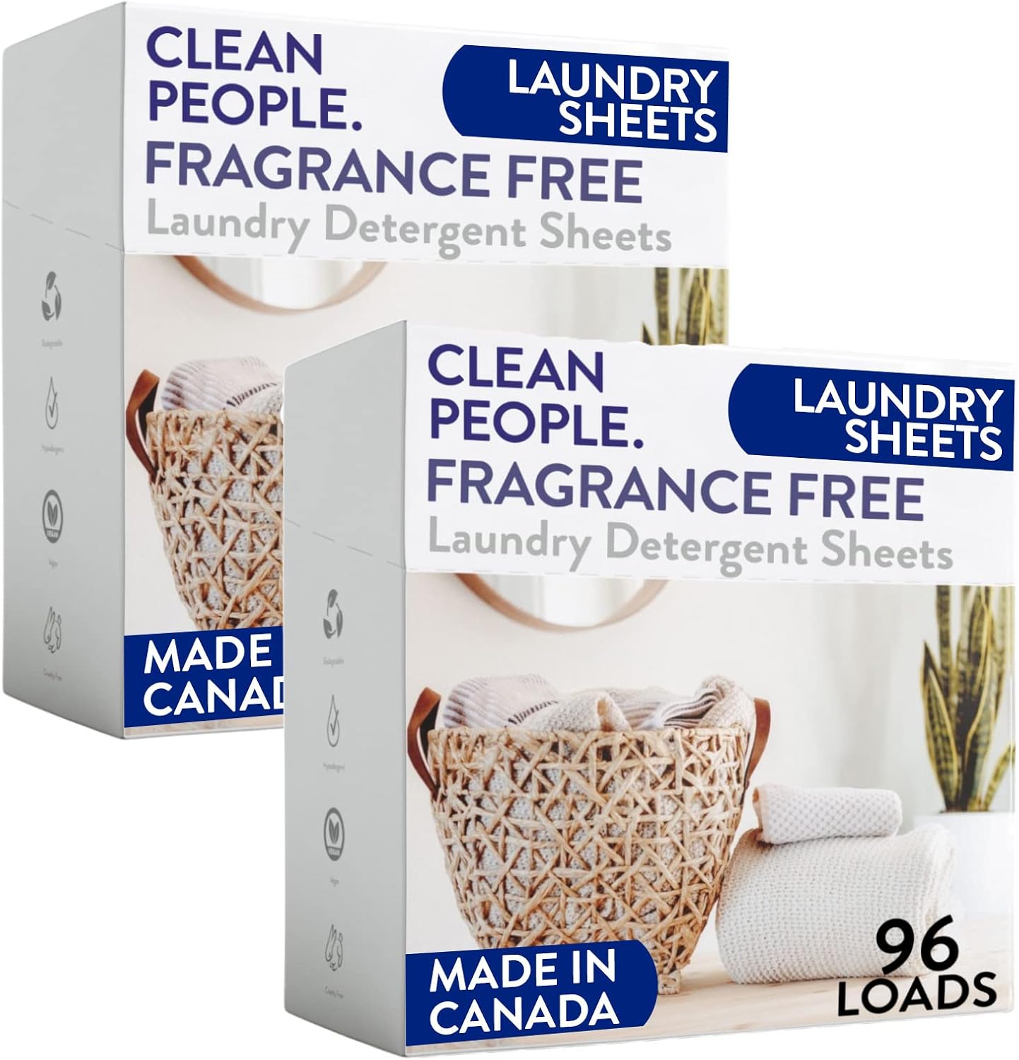 The Clean People Fragrance Free Laundry Detergent Sheets - Laundry Soap - Ultra Concentrated, Recyclable Packaging, Stain Fighting - Fragrance Free, 192 Pack