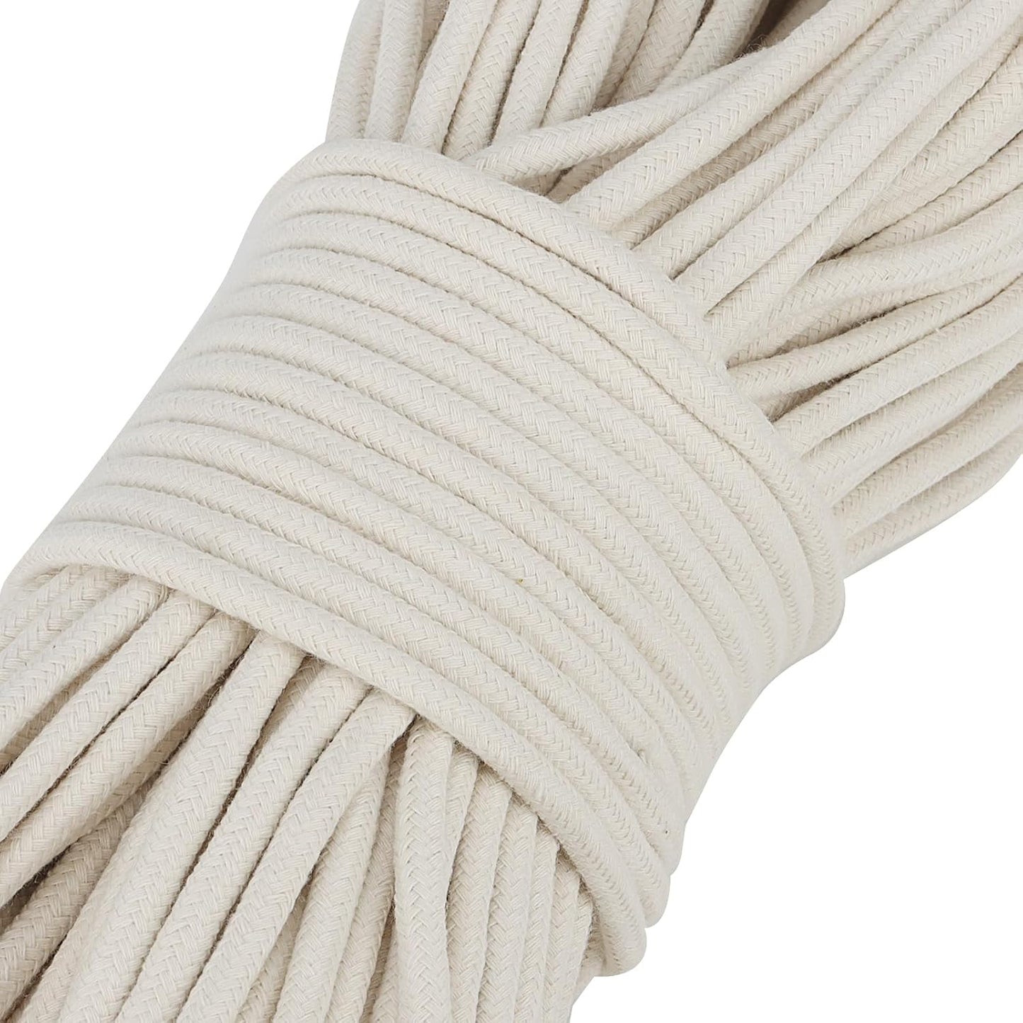 SOUJAP 328 Feet Cotton Clothesline Rope, 1/4 Inch White Cotton Clothesline Rope for DIY Decoration, Tie Down