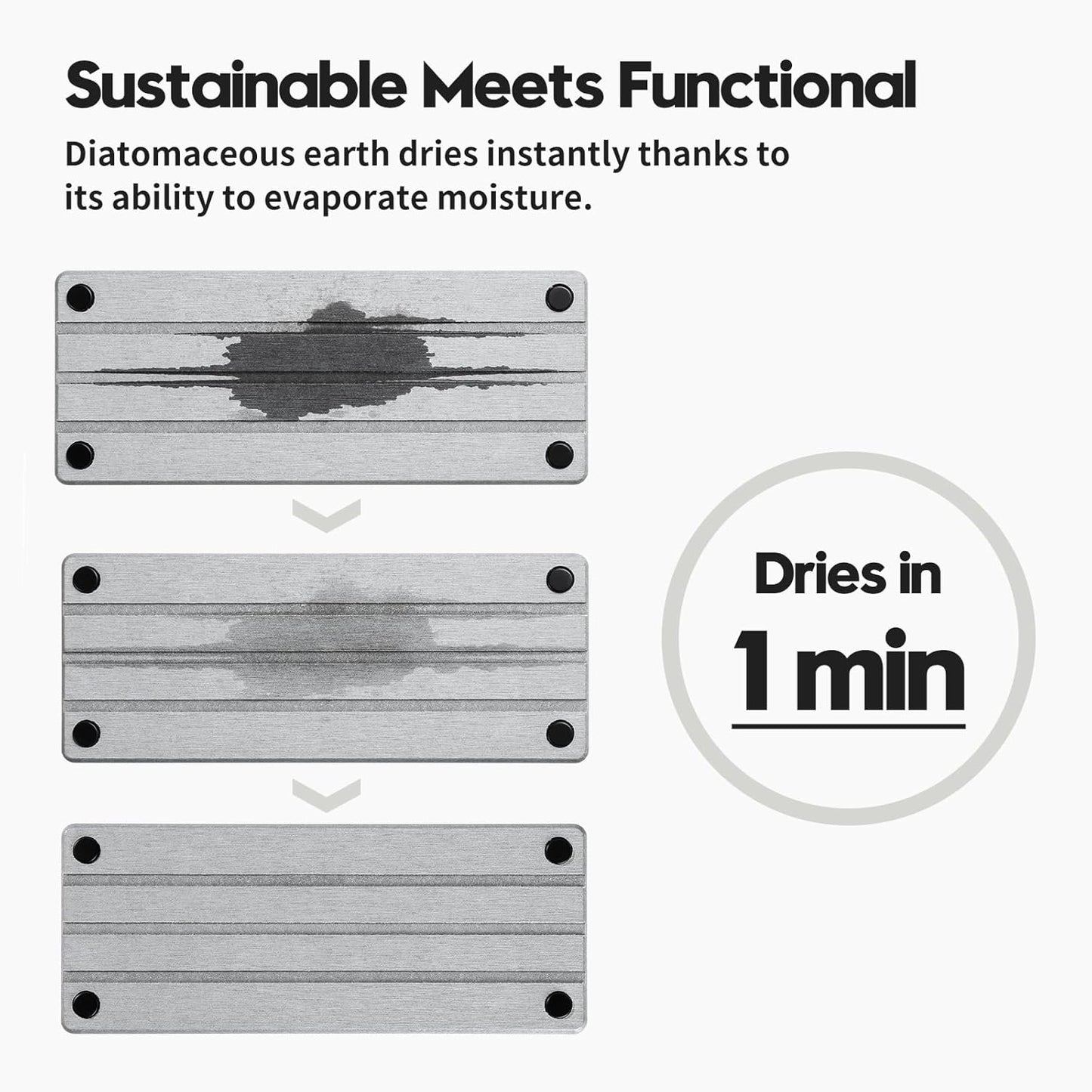 2 Pack Fast Drying Water Absorbing Diatomite Stone Mat Tray for Kitchen & Bathroom Counter - Instant Dry Sink Caddy Organizer - Vanity Holder for Soap, Sponge – Light Gray 10" x 4"