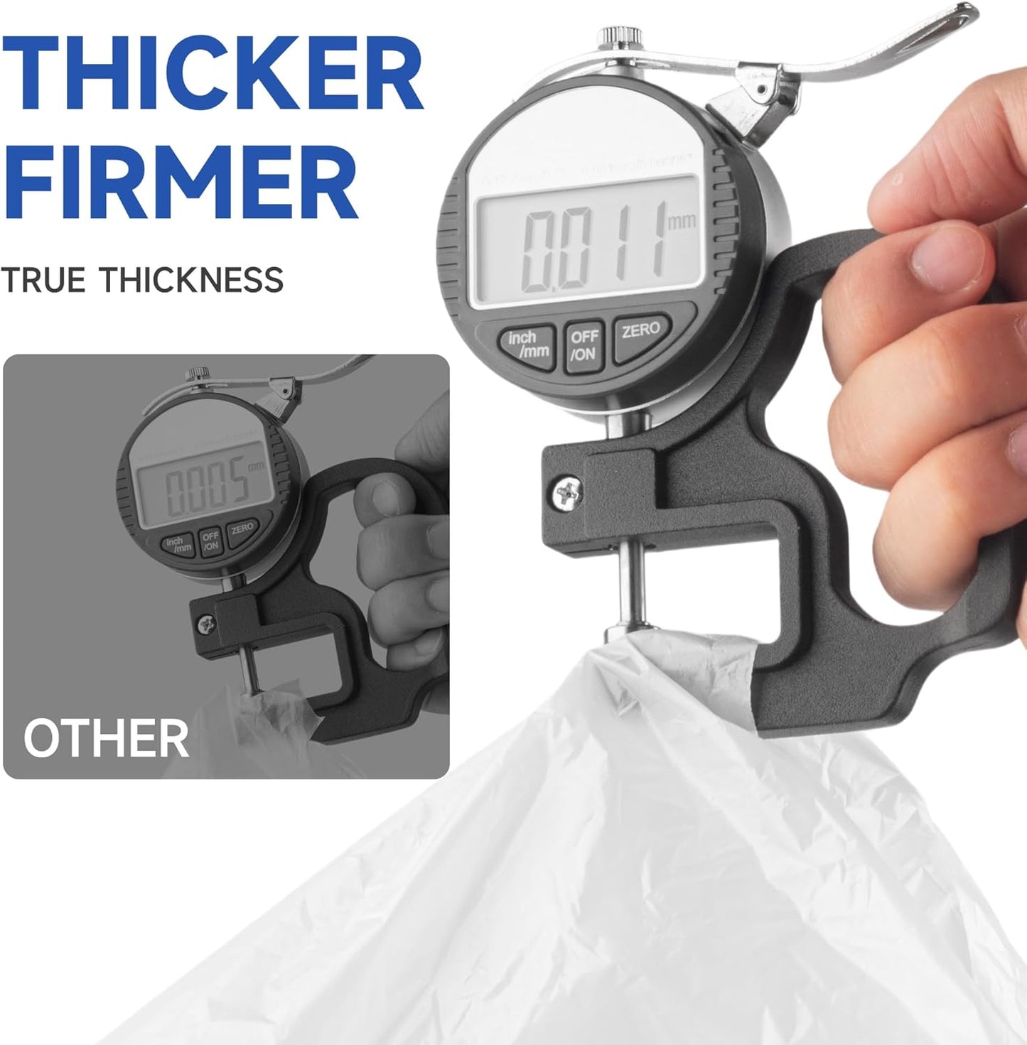 Small Trash Bags with Handles 5 Gallon 50 Count White - Ocean Plastic Upcycling - Plastic Garbage Bags, Can Bin & Waste Basket Liner for Kitchen, Bathroom, Office and Pets