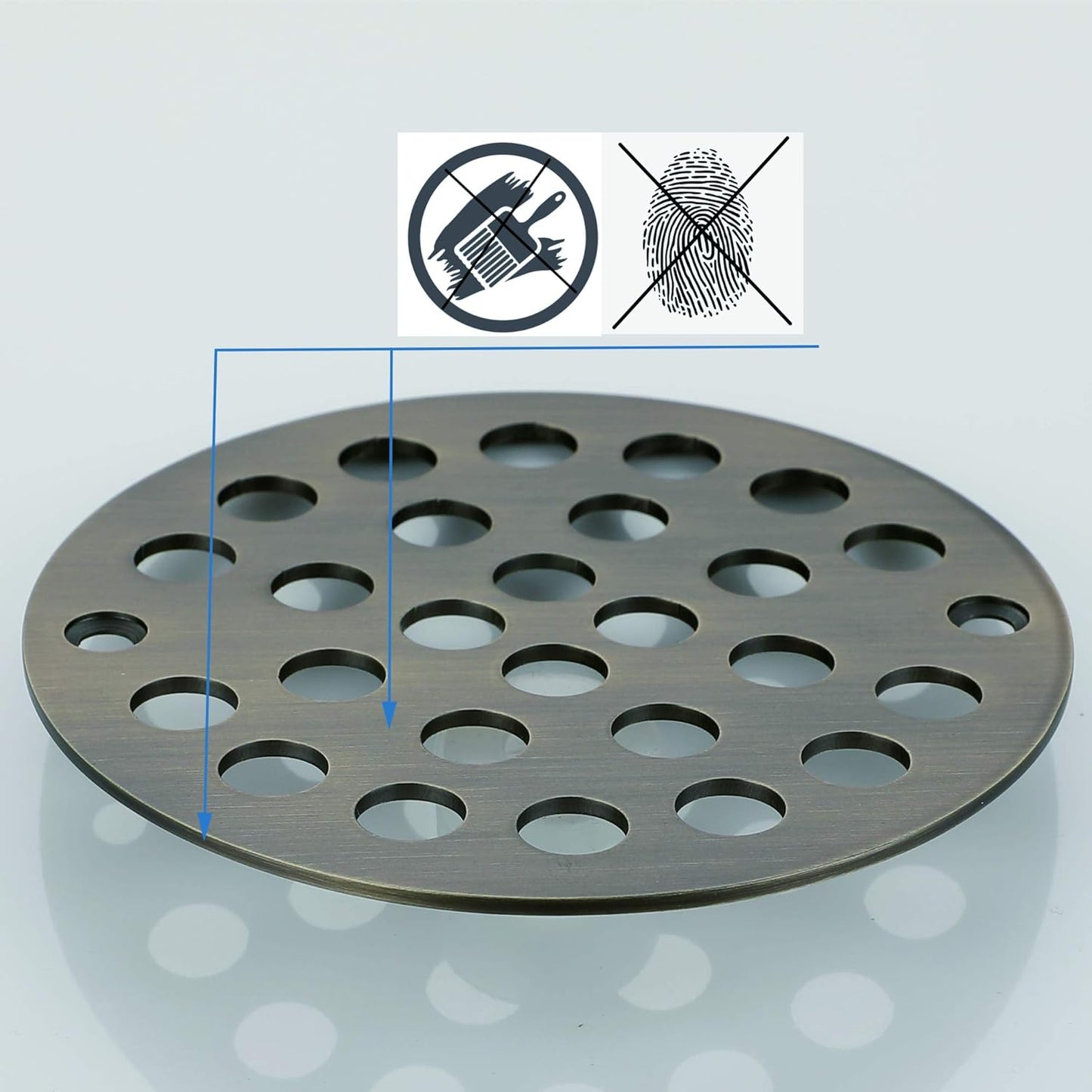 4-Inch Screw-in Shower Strainer Drain Cover Replacement Floor Strainer (Antique Brass)