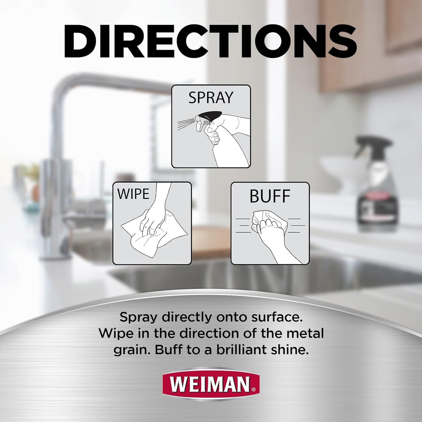Weiman Stainless Steel Cleaner and Polish - Protects Appliances from Fingerprints, Leaves a Streak-Free Shine for Refrigerator, Dishwasher, Oven, Grill, 2 Pack With Microfiber Cloth