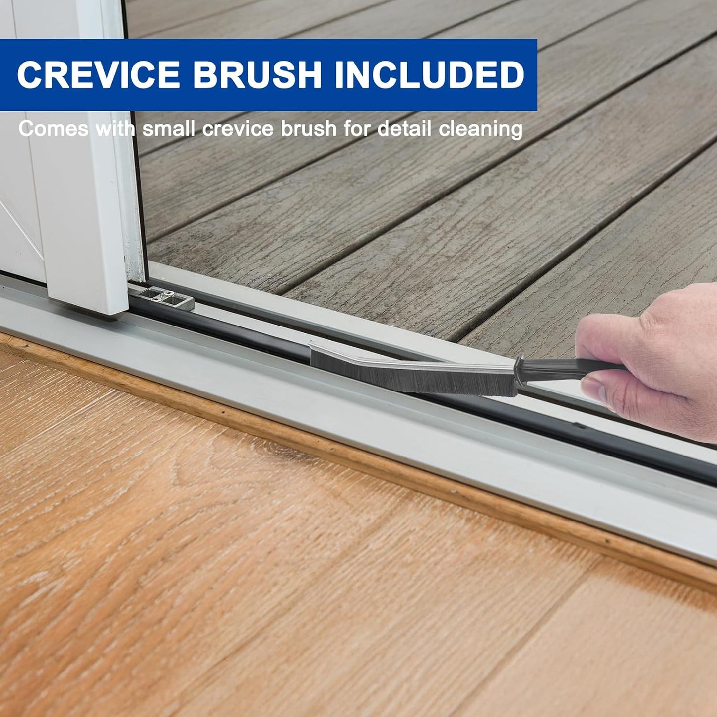 KeFanta Deck Brush with Long Handle, 2 in 1 Floor Scrub Brush for Cleaning, 56" Stiff Bristle Outdoor Scrubber Brush for Patio Concrete Boat Garage Bathroom Kitchen Wall Shower