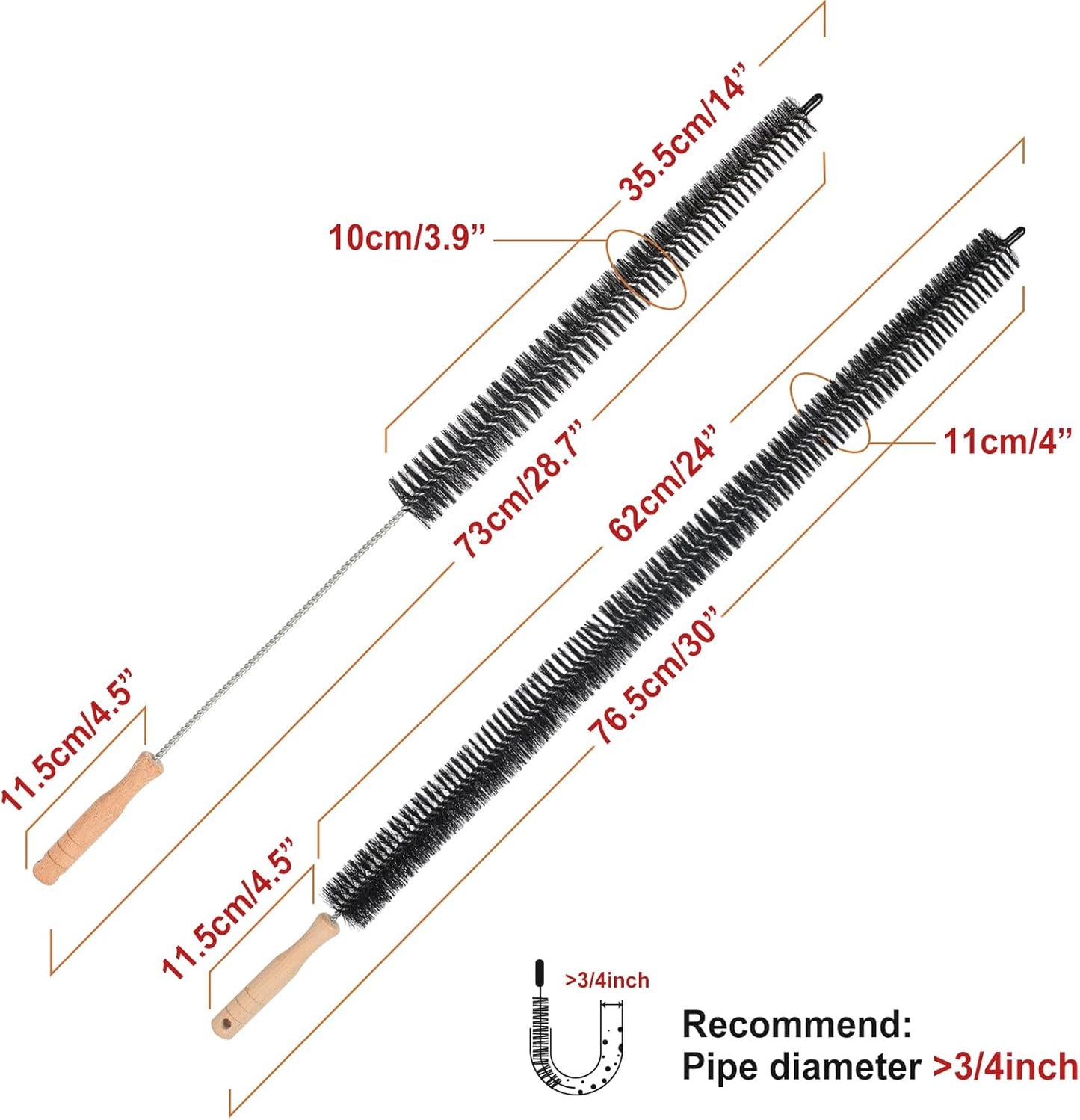 Dryer Cleaner Vent Brush - 70cm or 75cm Long Flexible Dryer Vent Cleaner & Refrigerator Condenser Coil Brush Long Flexible Refrigerator Coil Cleaning Brush (Long Brush)