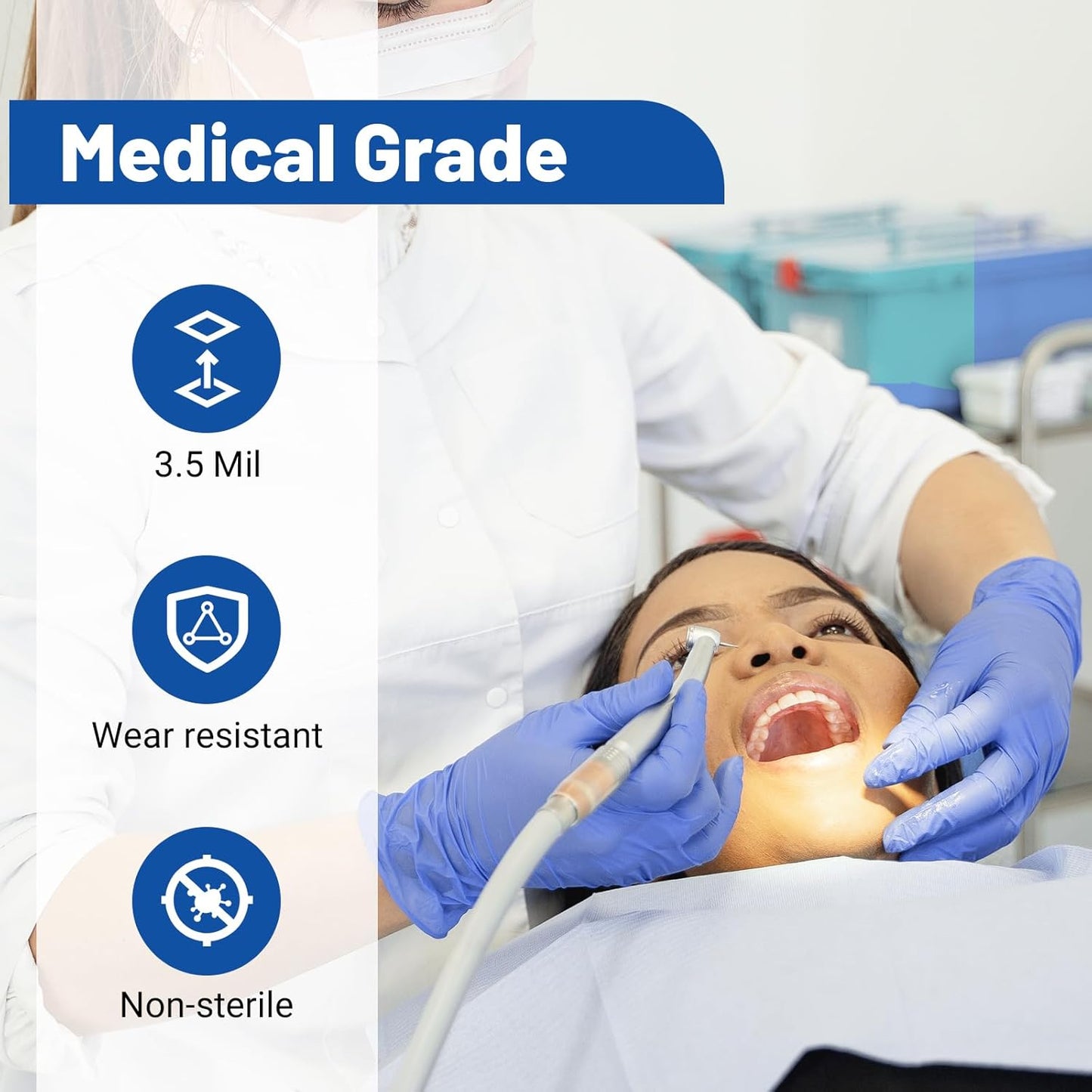 JMU XS Nitrile Gloves, Case of 1200, Powder-Free and Latex-Free Disposable Medical Exam Gloves