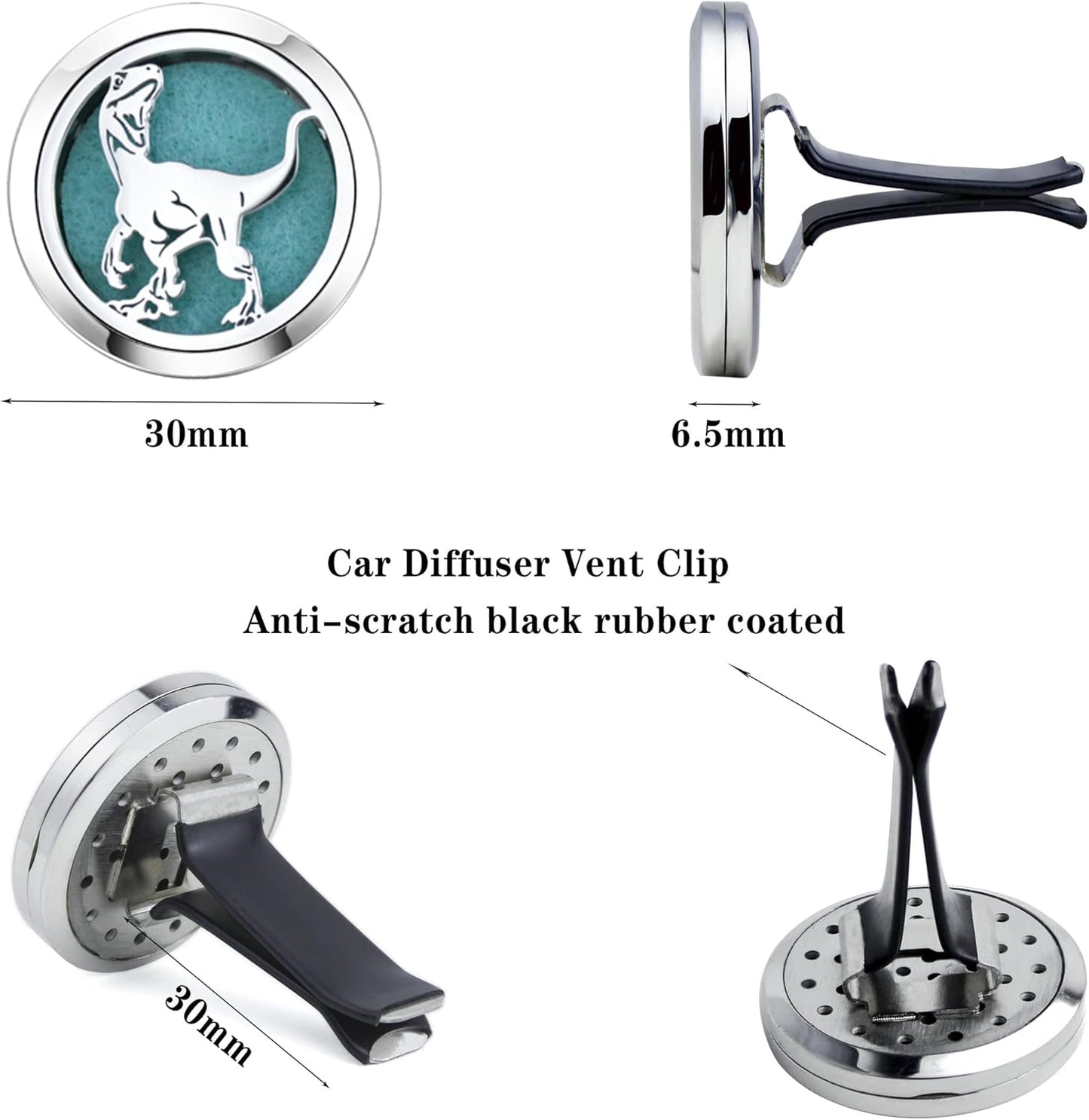 AZNECK Car Essential Oil Diffuser Vent Clip Car Diffuser Vent Clips Dinosaur Air Freshener 10 Felt Pads Car Accessories for Women Gifts