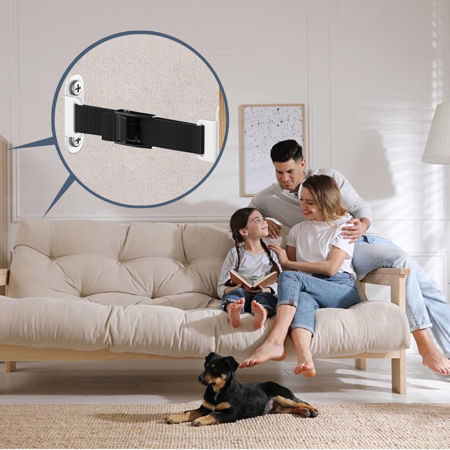 Furniture Anchors（2 Sets）for Baby Proofing Removable Anti Tip Furniture Anchors Adjustable Furniture Wall Anchor Earthquake Straps for Furniture for Child & Pet Protection (White)