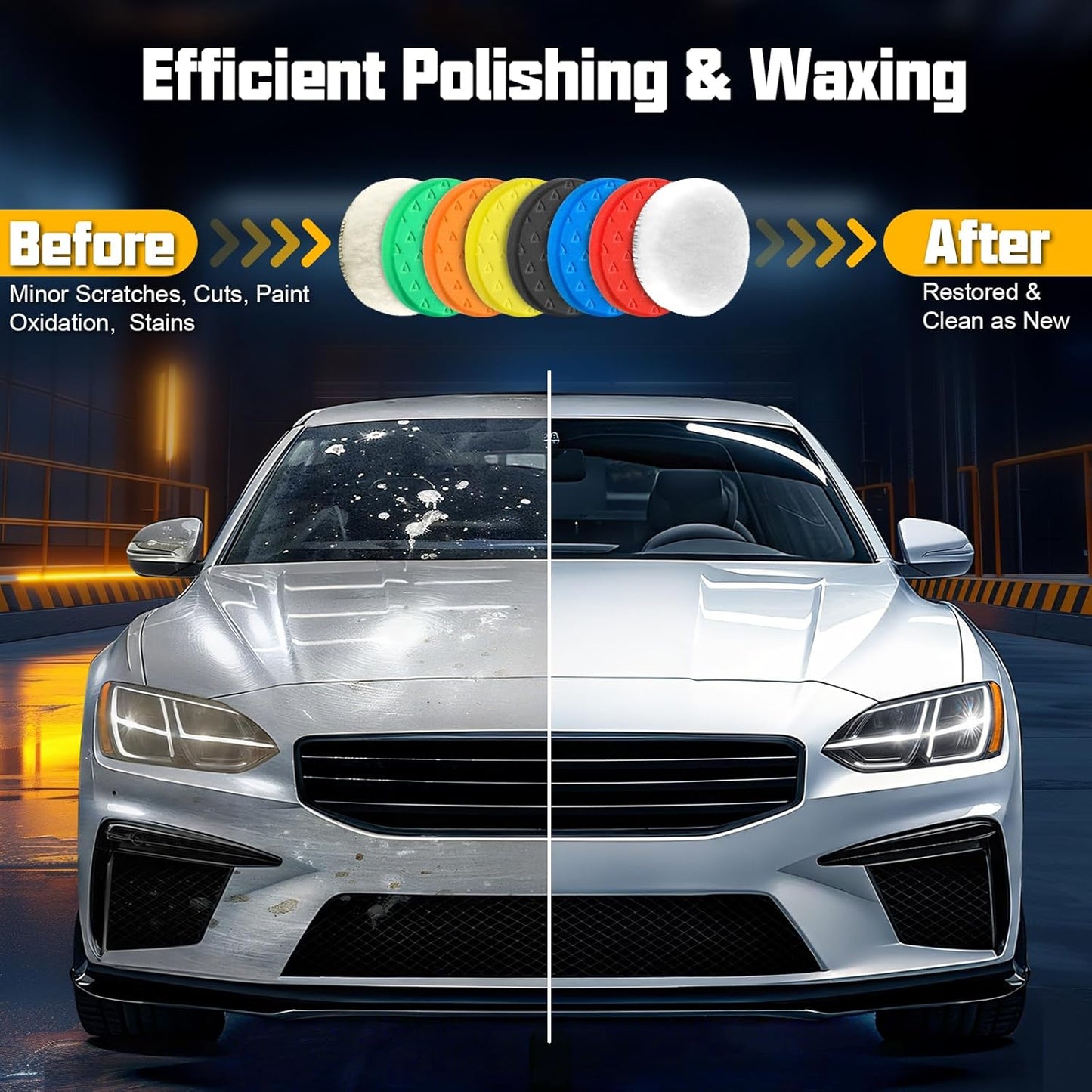 8 Pcs Buffing Polishing Pads, 6 Inch Polishing Pads, Car Compound Buffing Sponge Pads and Woolen Pads Cutting Polishing Pad Kit for Car Buffer Boat Compounding, Polisher & Waxing